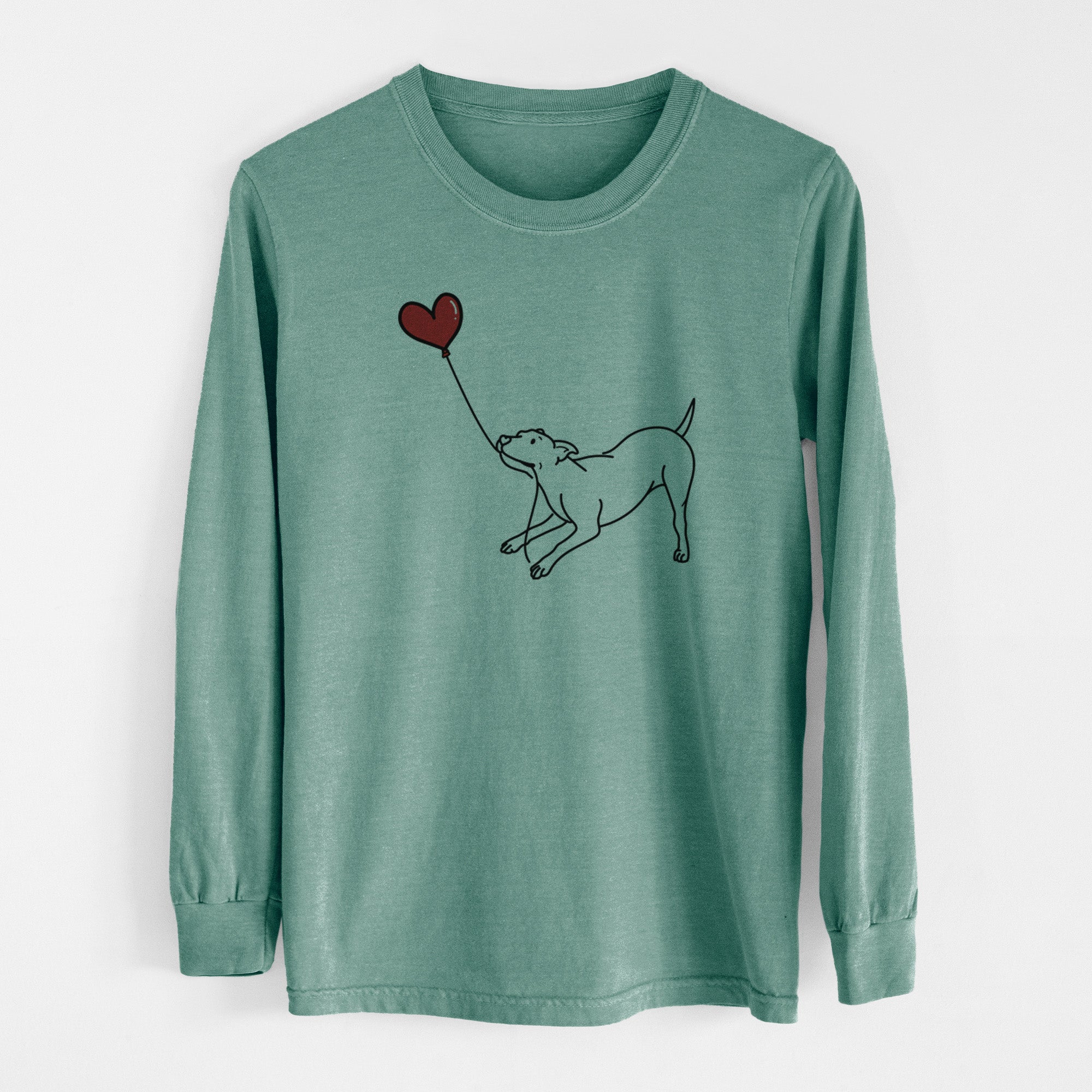 Pitbull Mix Heart String - Men's Heavyweight 100% Cotton Long Sleeve