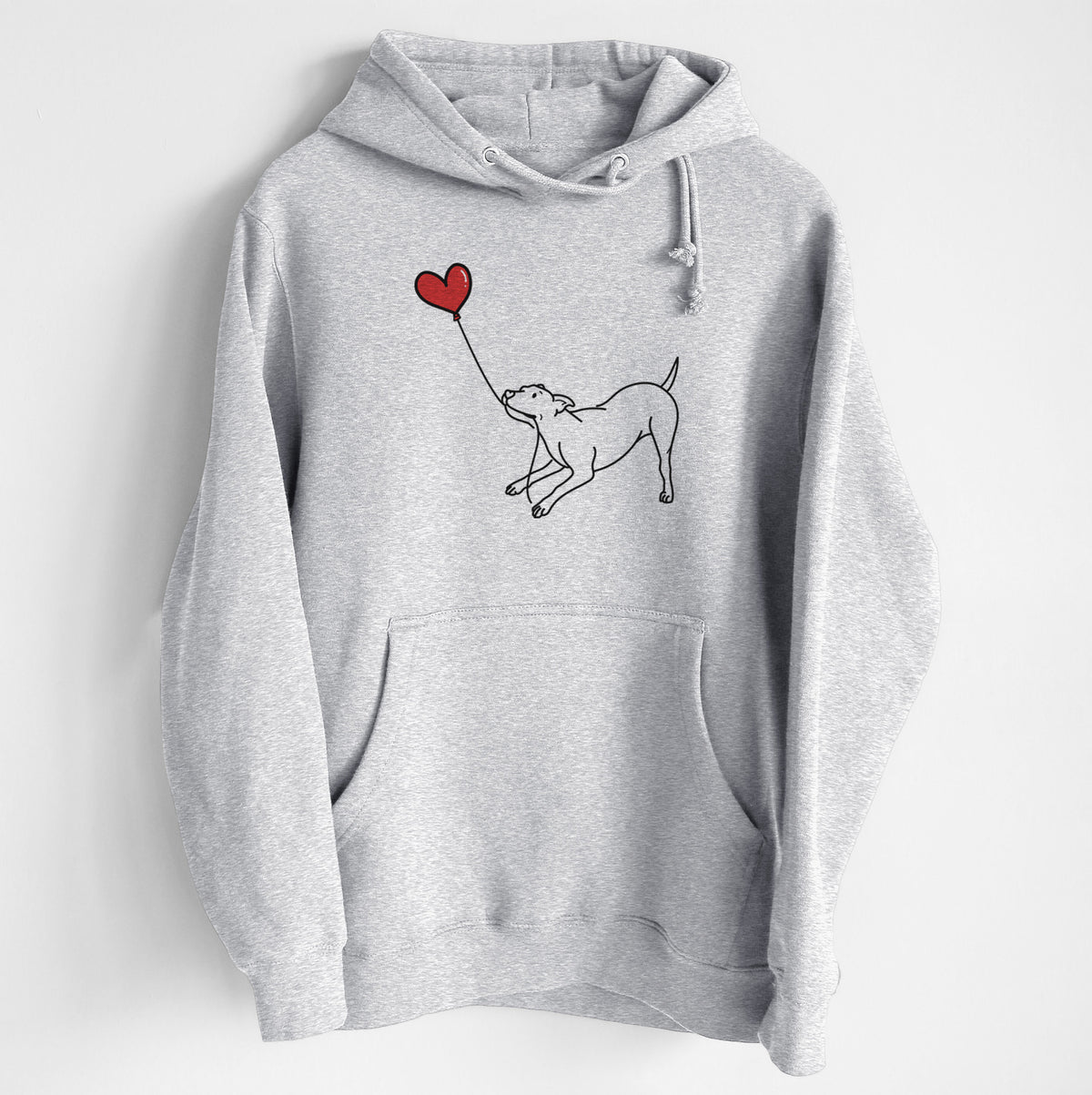 Pitbull Mix Heart String - Heavyweight Fleece Hoodie