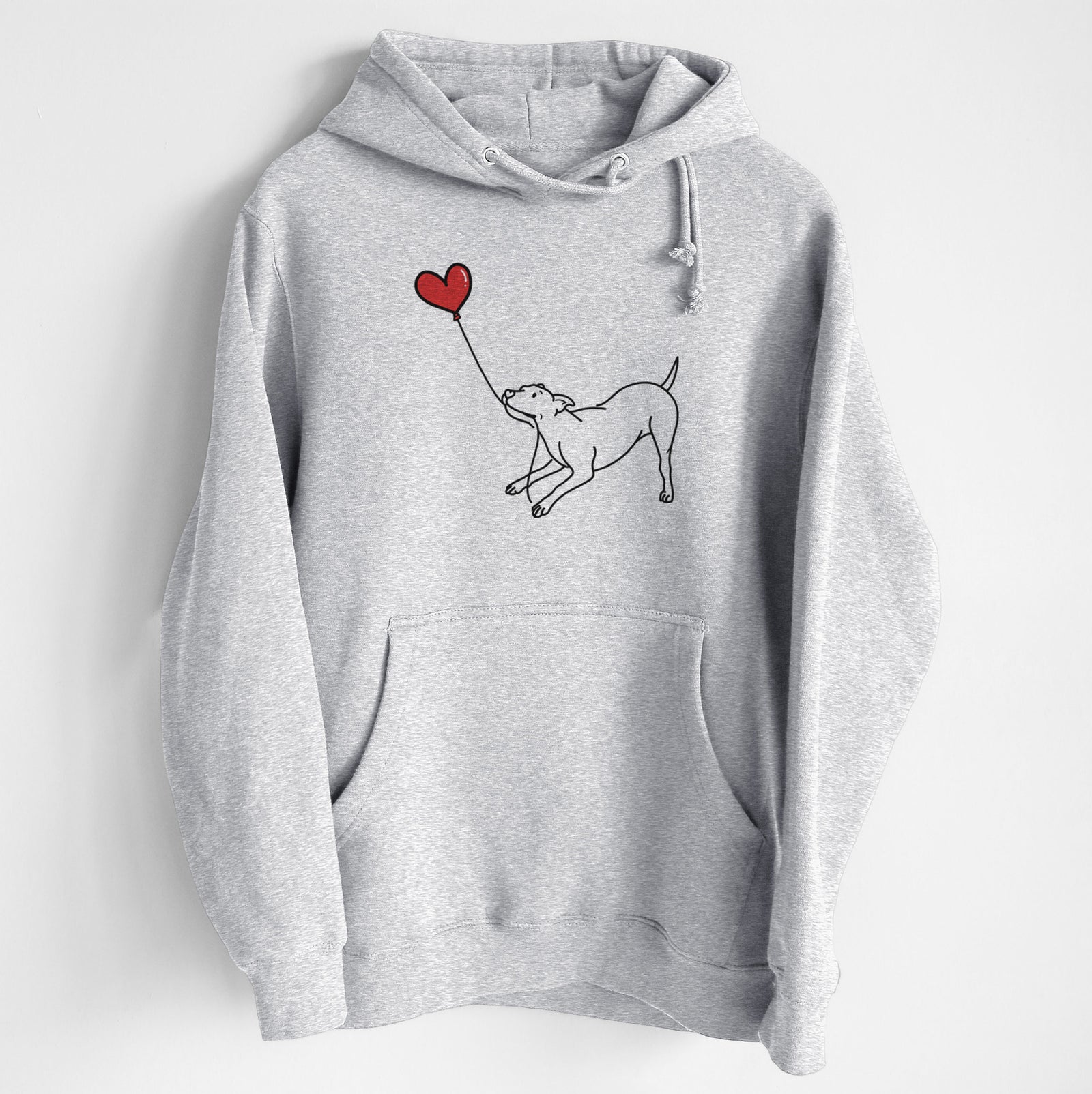 Pitbull Mix Heart String - Heavyweight Fleece Hoodie