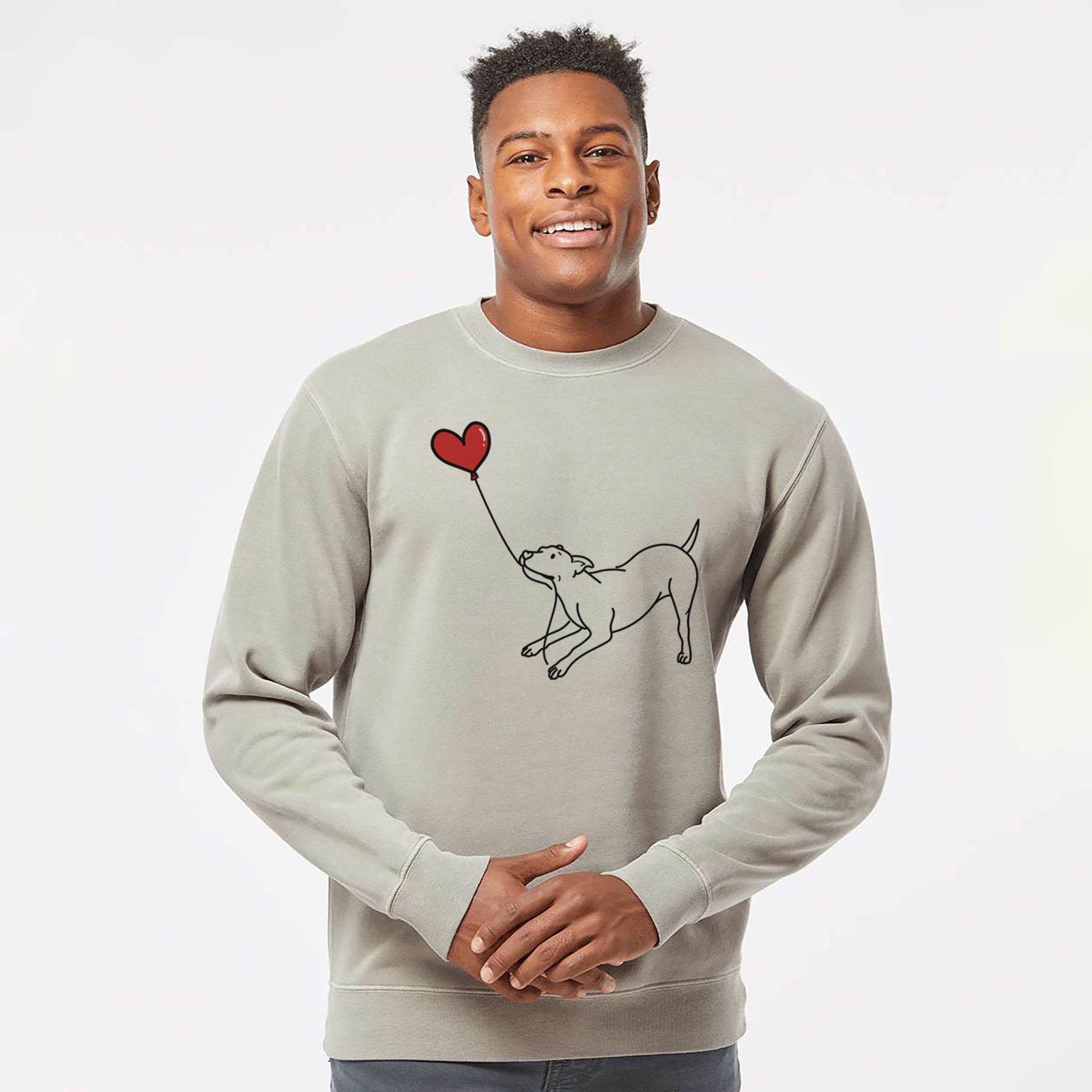 Pitbull Mix Heart String - Unisex Pigment Dyed Crew Sweatshirt