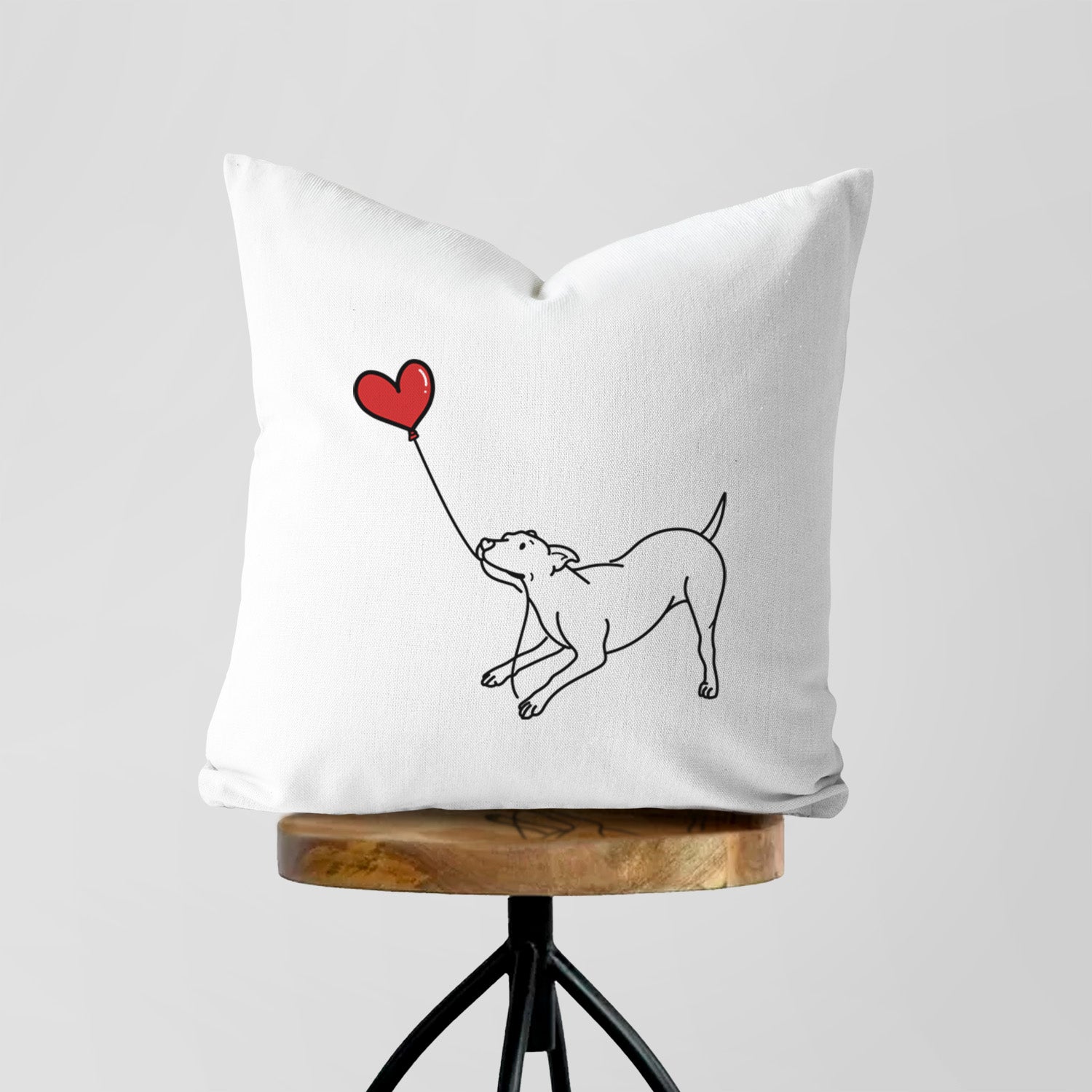 Pitbull Mix Heart String - Throw Pillow Cover