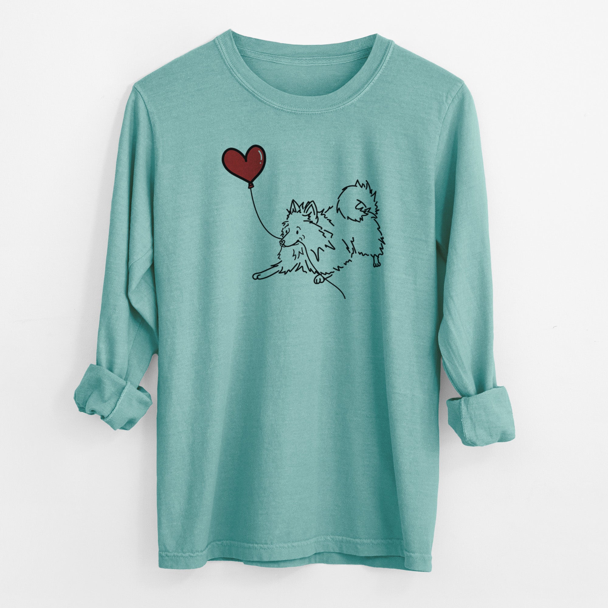 Pomeranian Heart String - Men's Heavyweight 100% Cotton Long Sleeve