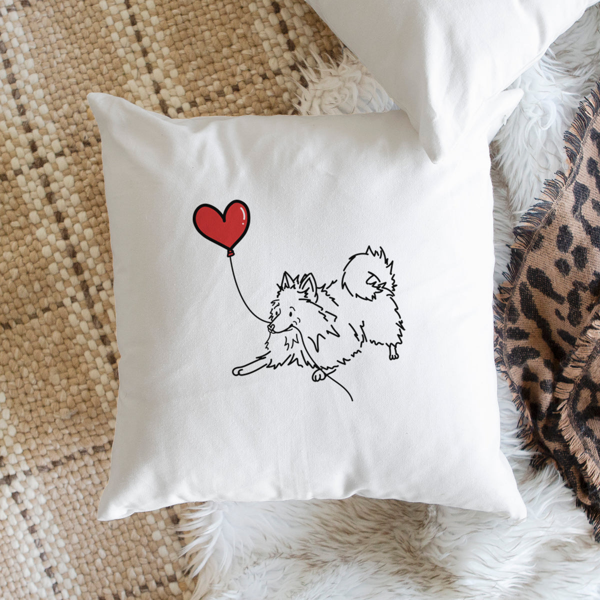 Pomeranian Heart String - Throw Pillow Cover