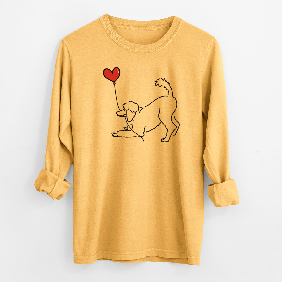 Standard Poodle Heart String - Men's Heavyweight 100% Cotton Long Sleeve