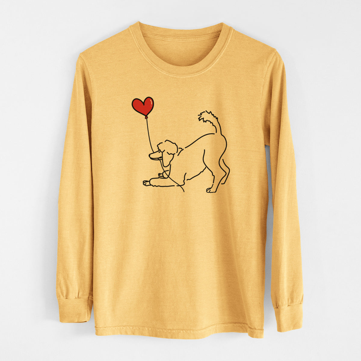 Standard Poodle Heart String - Men&#39;s Heavyweight 100% Cotton Long Sleeve