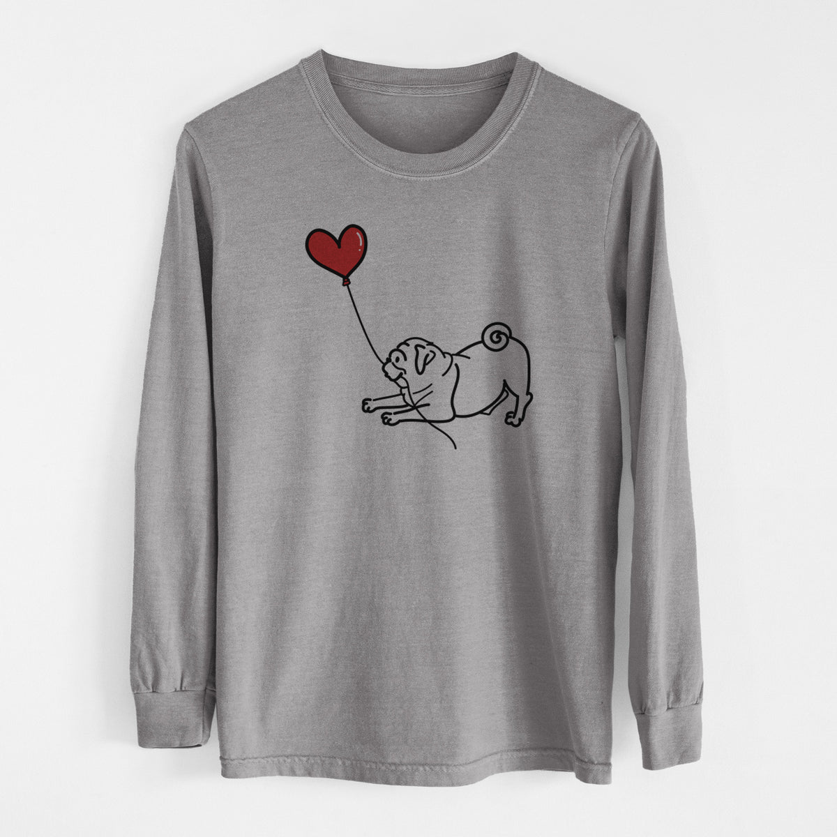 Pug Heart String - Men's Heavyweight 100% Cotton Long Sleeve