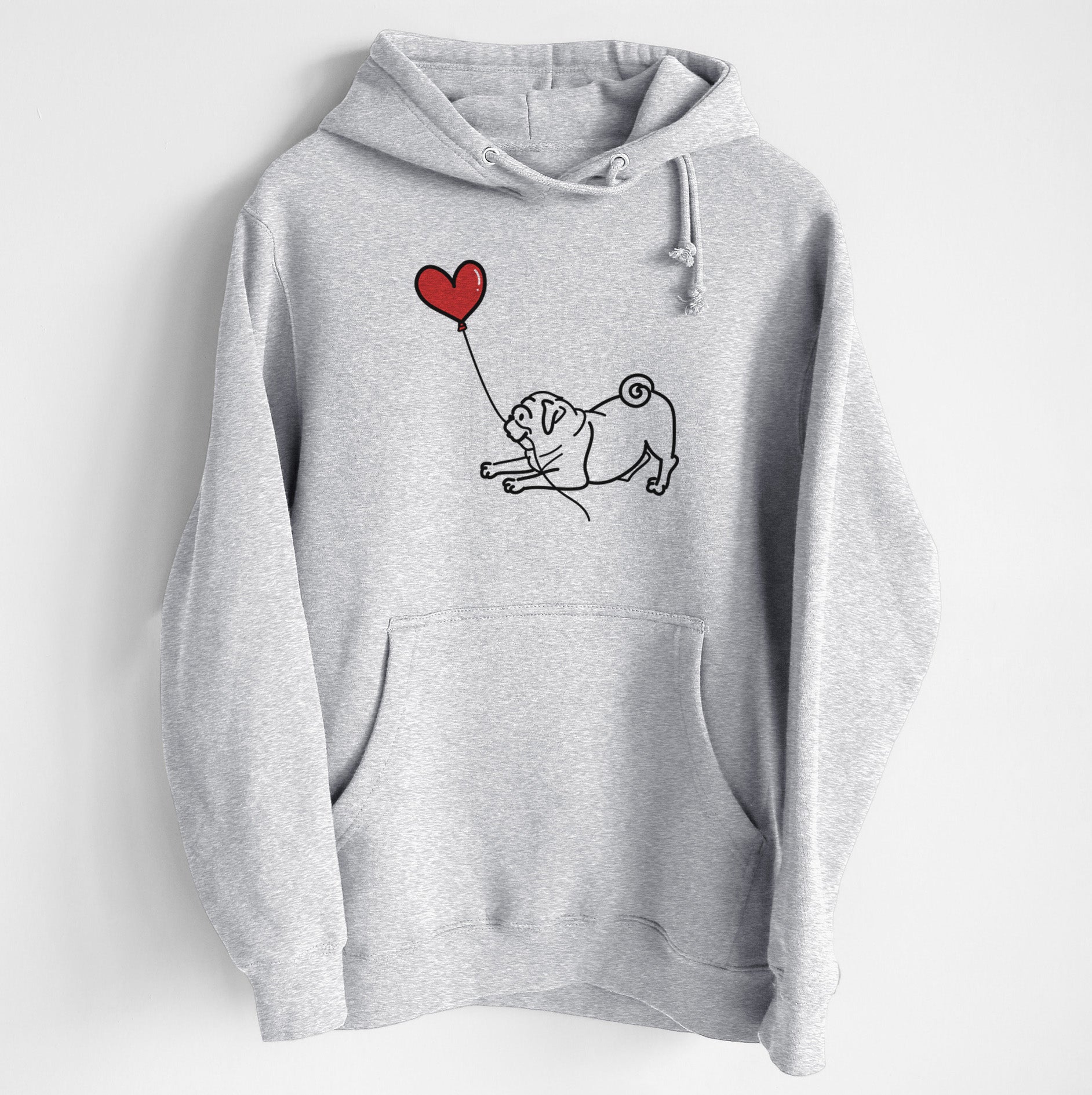 Pug Heart String - Heavyweight Fleece Hoodie