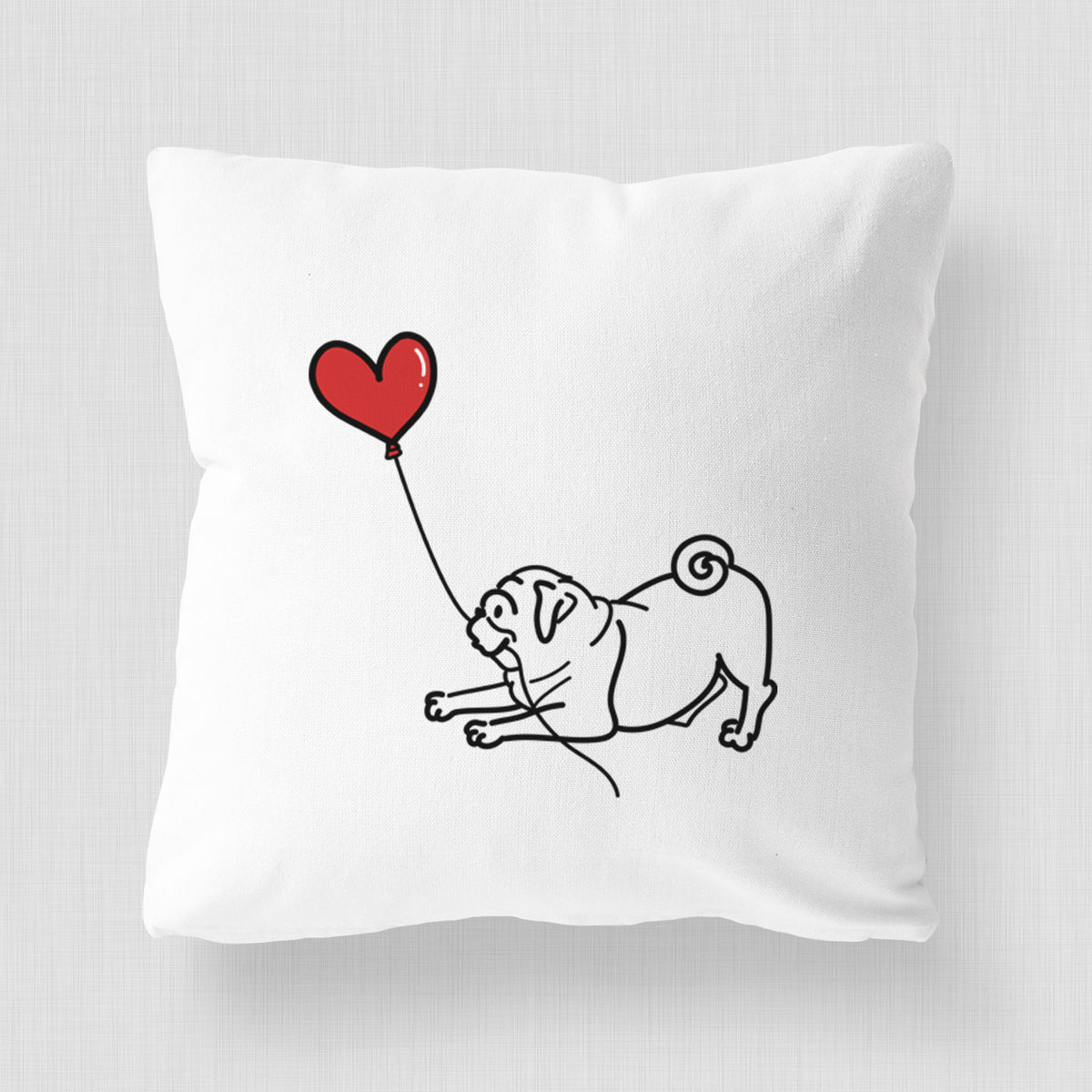 Pug Heart String - Throw Pillow Cover