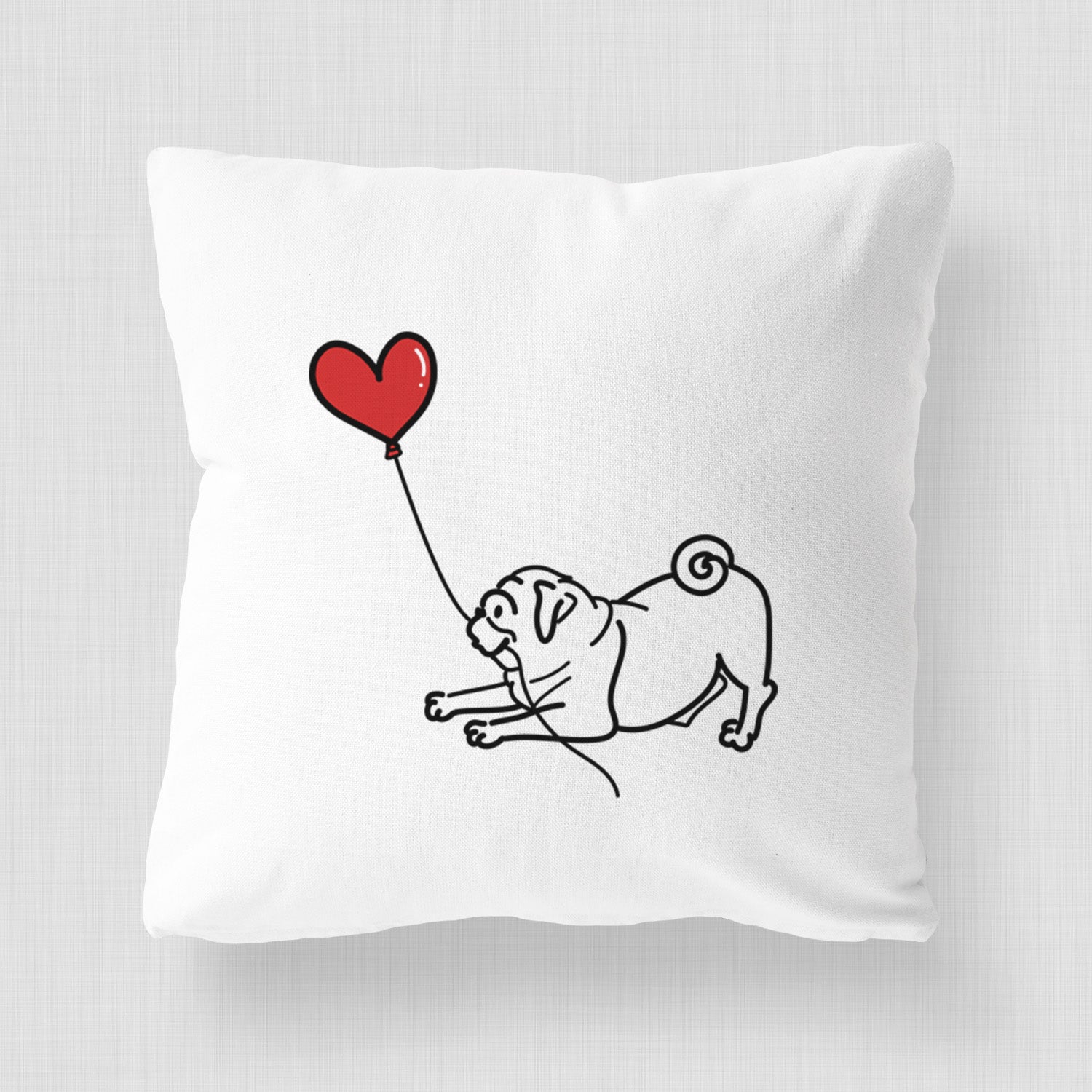 Pug Heart String - Throw Pillow Cover