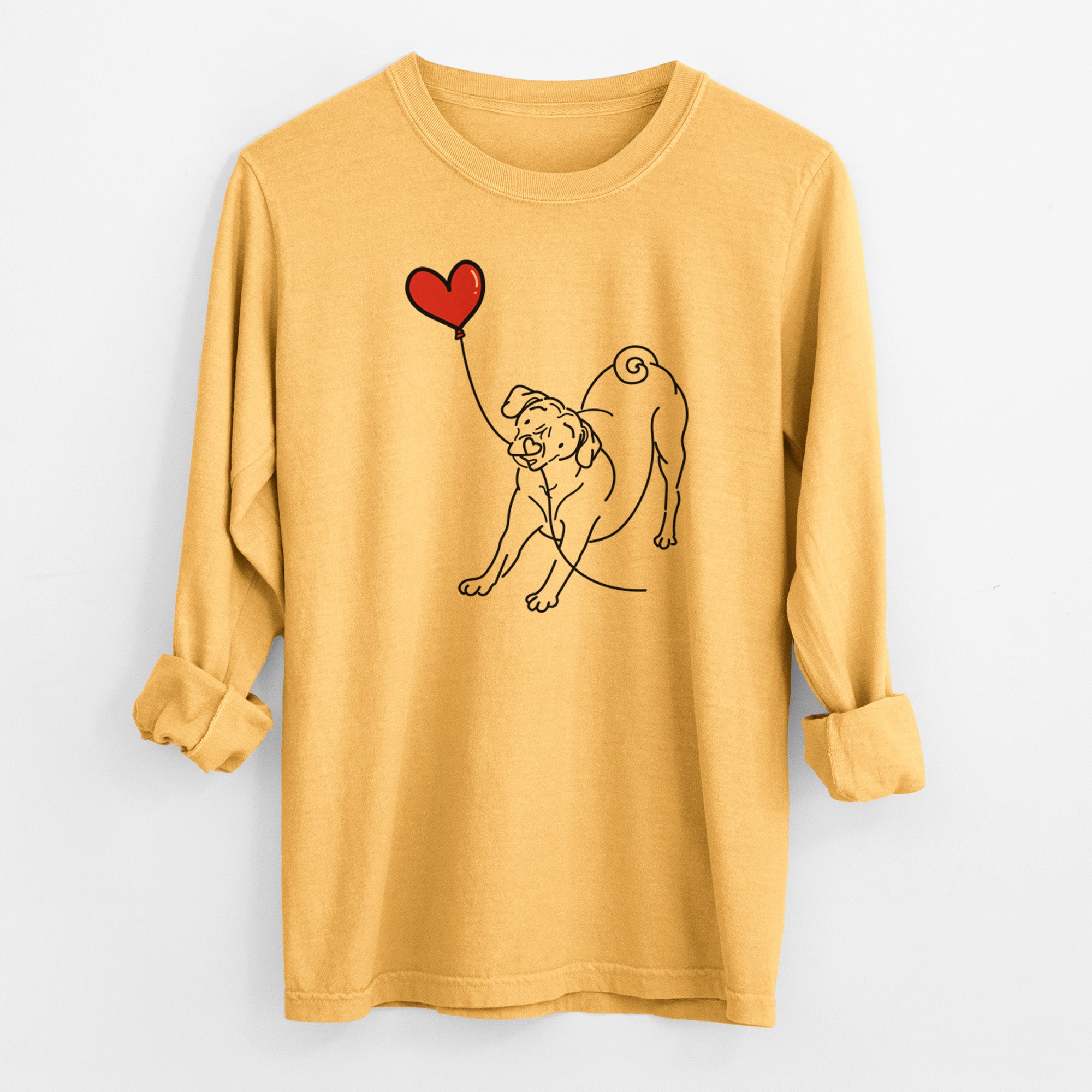 Puggle Heart String - Men's Heavyweight 100% Cotton Long Sleeve