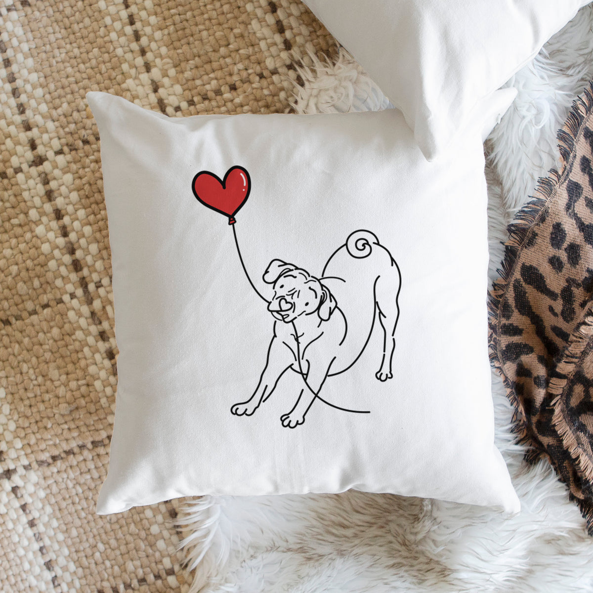 Puggle Heart String - Throw Pillow Cover
