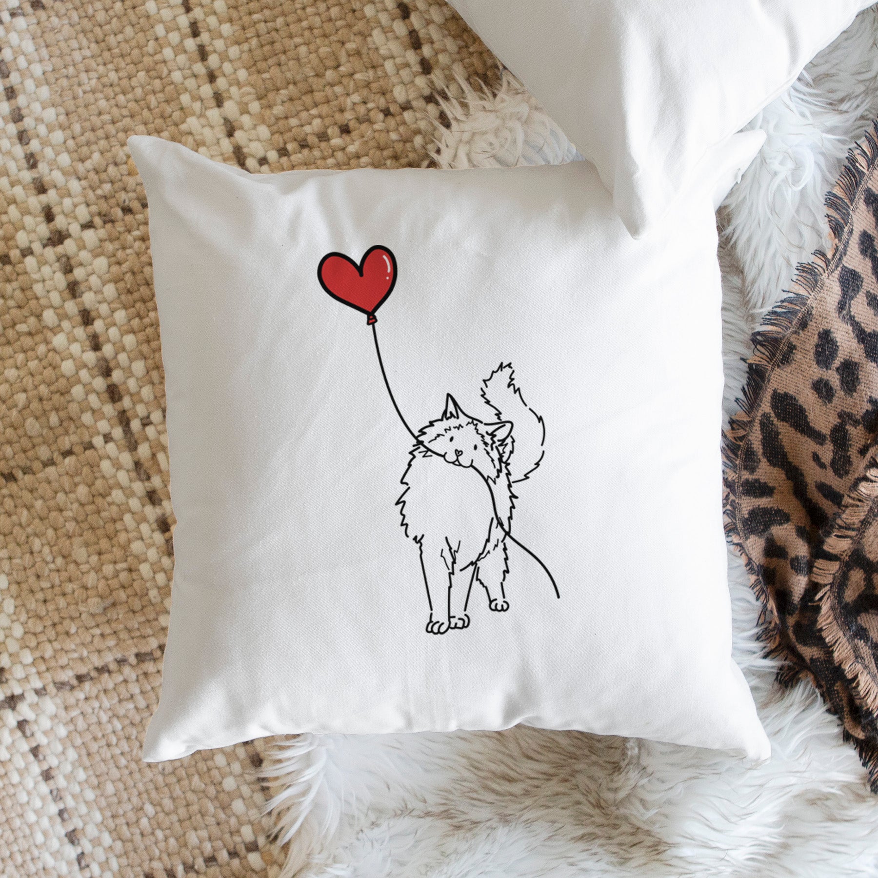 Ragdoll Cat Heart String - Throw Pillow Cover