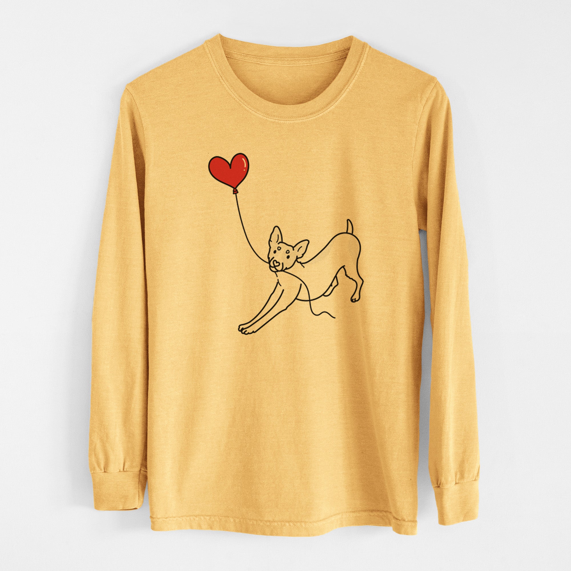 Rat Terrier Heart String - Men's Heavyweight 100% Cotton Long Sleeve