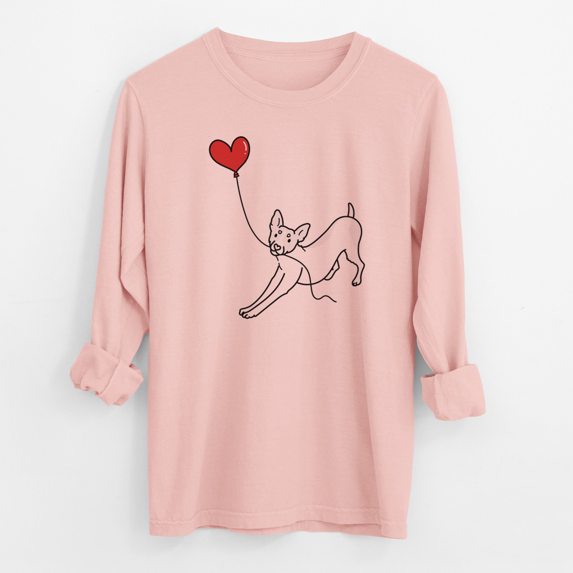 Rat Terrier Heart String - Men's Heavyweight 100% Cotton Long Sleeve
