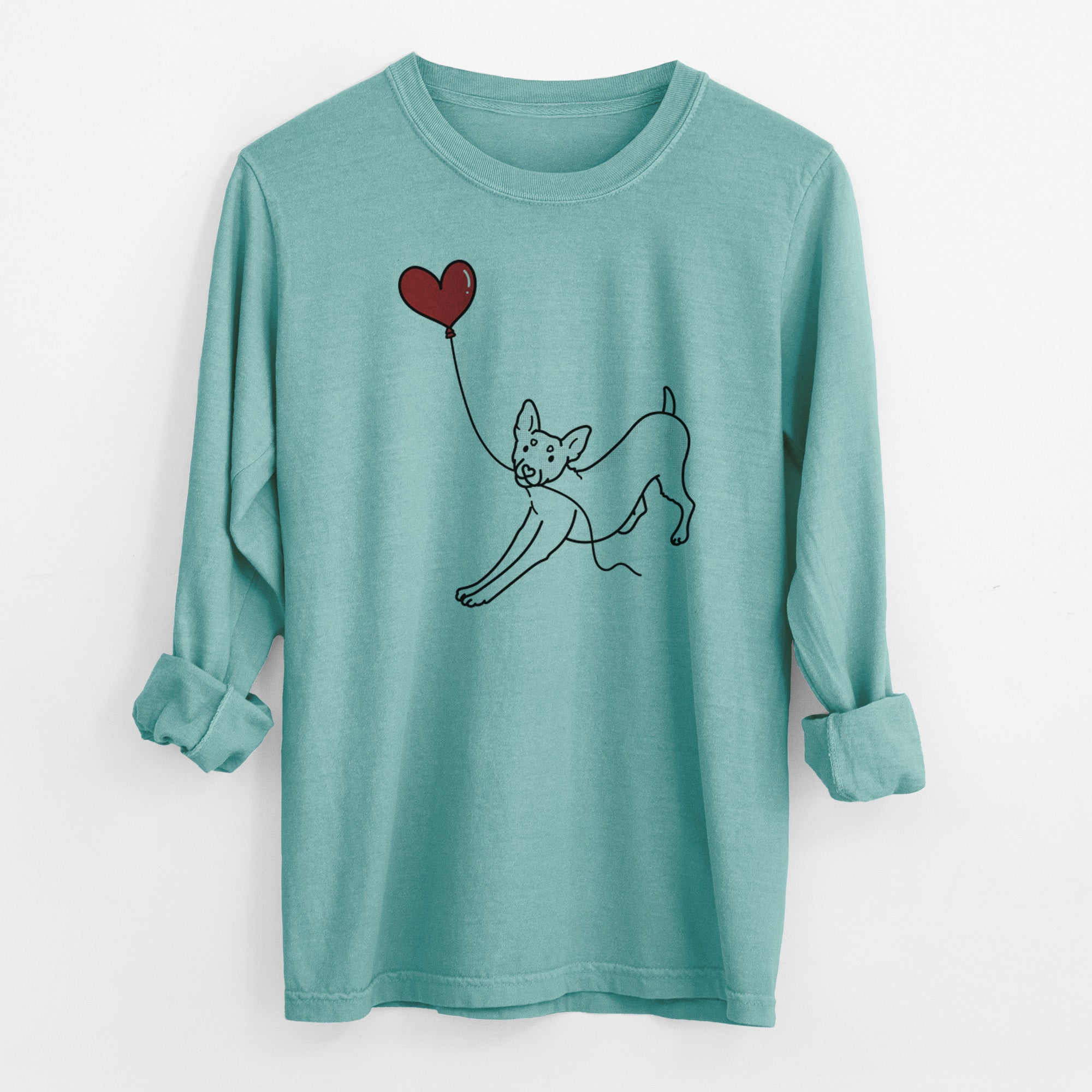 Rat Terrier Heart String - Men's Heavyweight 100% Cotton Long Sleeve