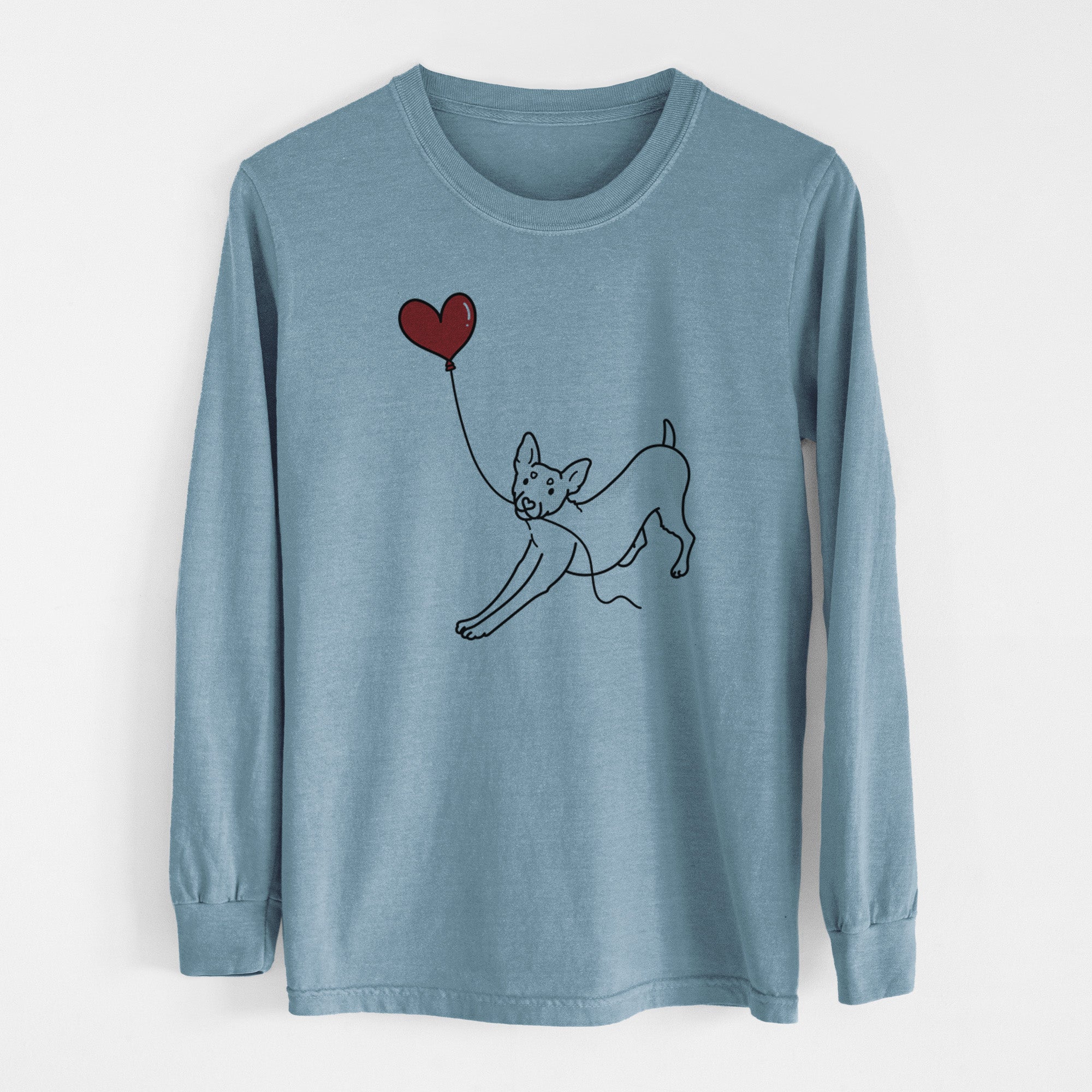 Rat Terrier Heart String - Men's Heavyweight 100% Cotton Long Sleeve
