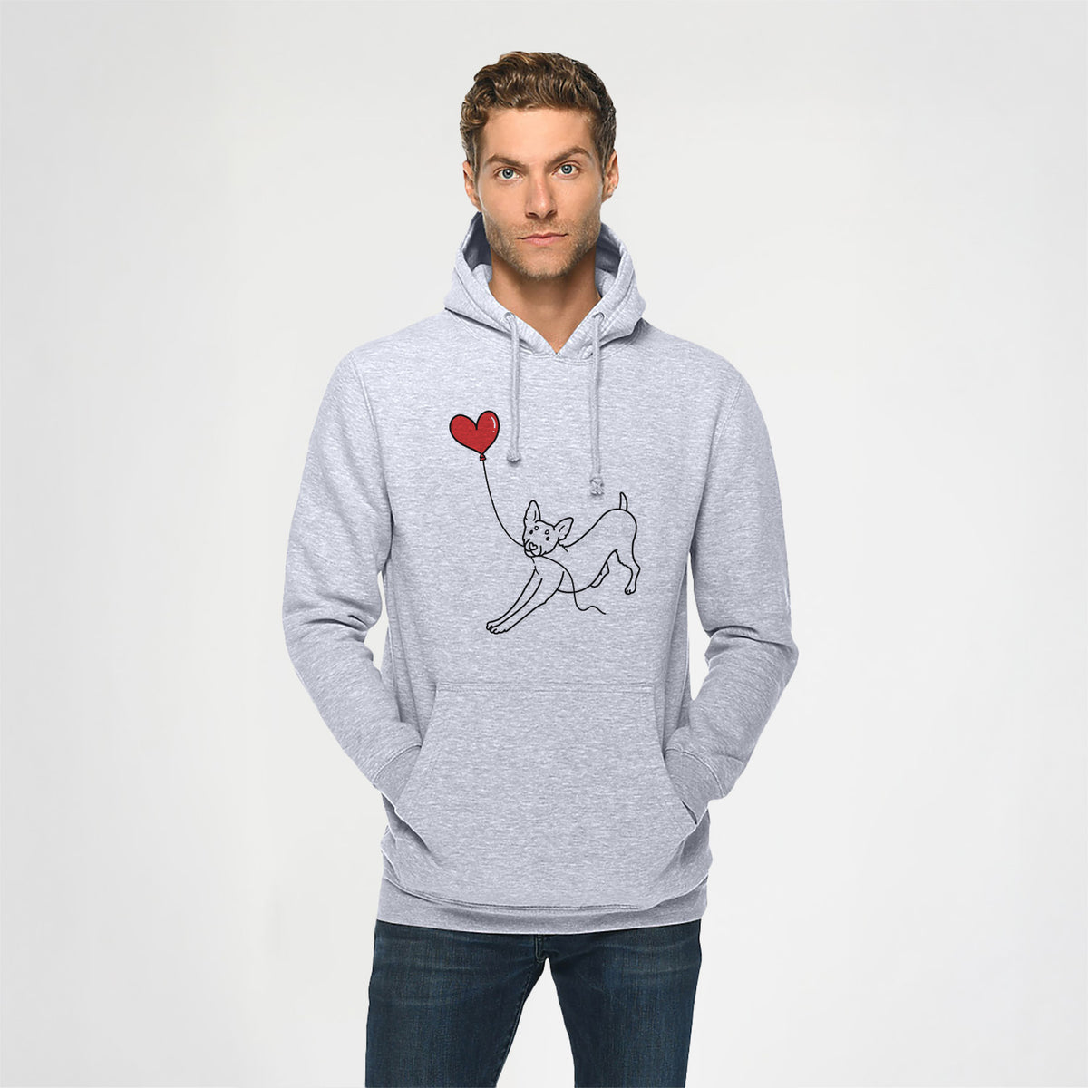 Rat Terrier Heart String - Heavyweight Fleece Hoodie