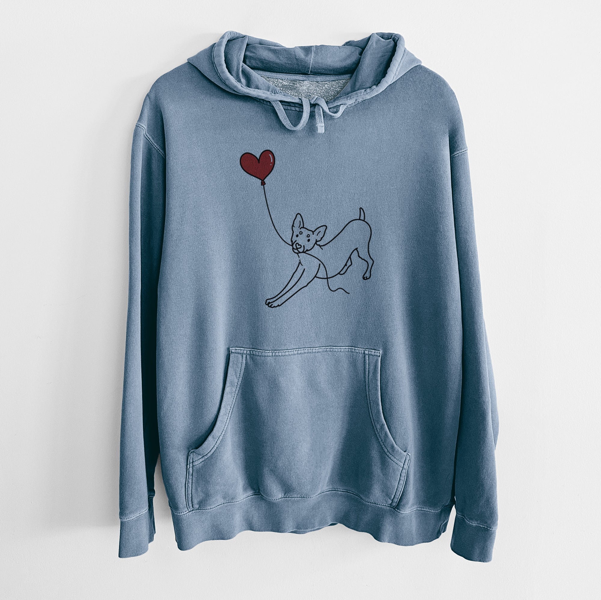 Rat Terrier Heart String - Unisex Pigment Dyed Hoodie