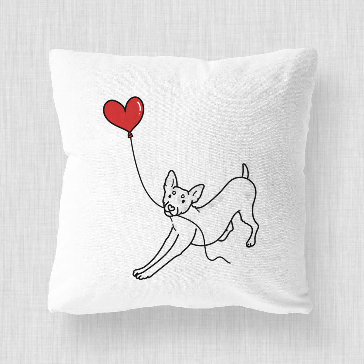 Rat Terrier Heart String - Throw Pillow Cover