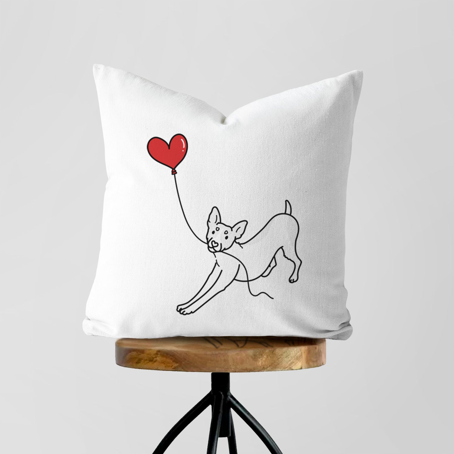 Rat Terrier Heart String - Throw Pillow Cover
