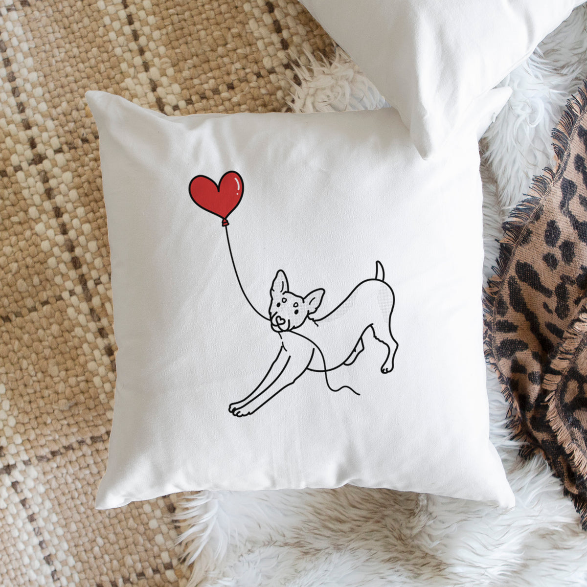 Rat Terrier Heart String - Throw Pillow Cover