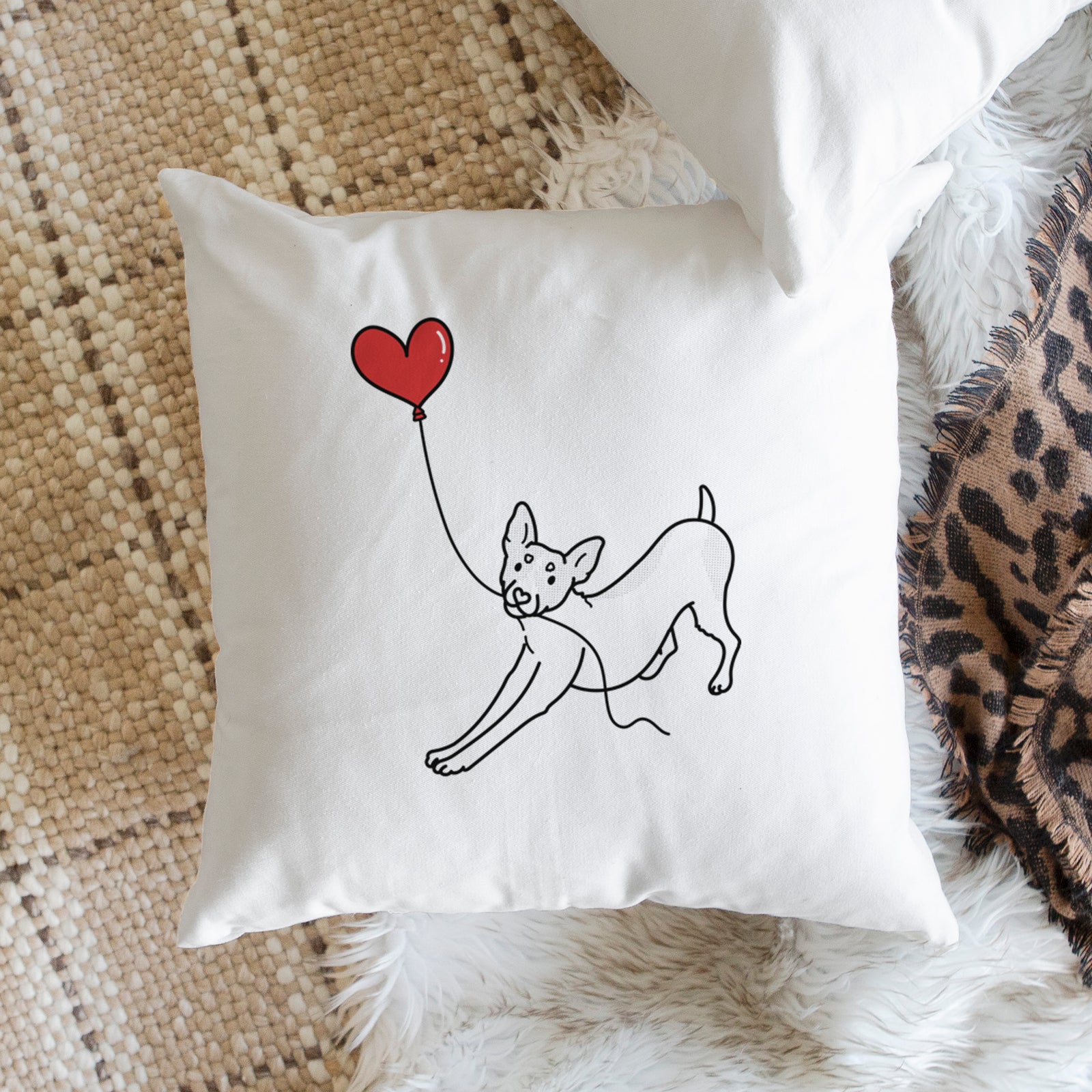 Rat Terrier Heart String - Throw Pillow Cover