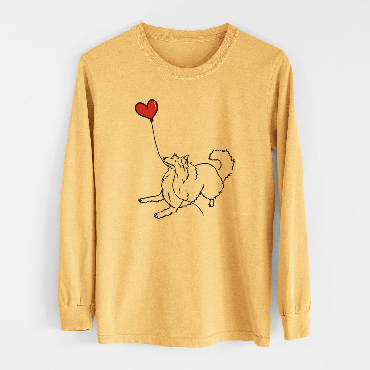 Rough Collie Heart String - Men&#39;s Heavyweight 100% Cotton Long Sleeve