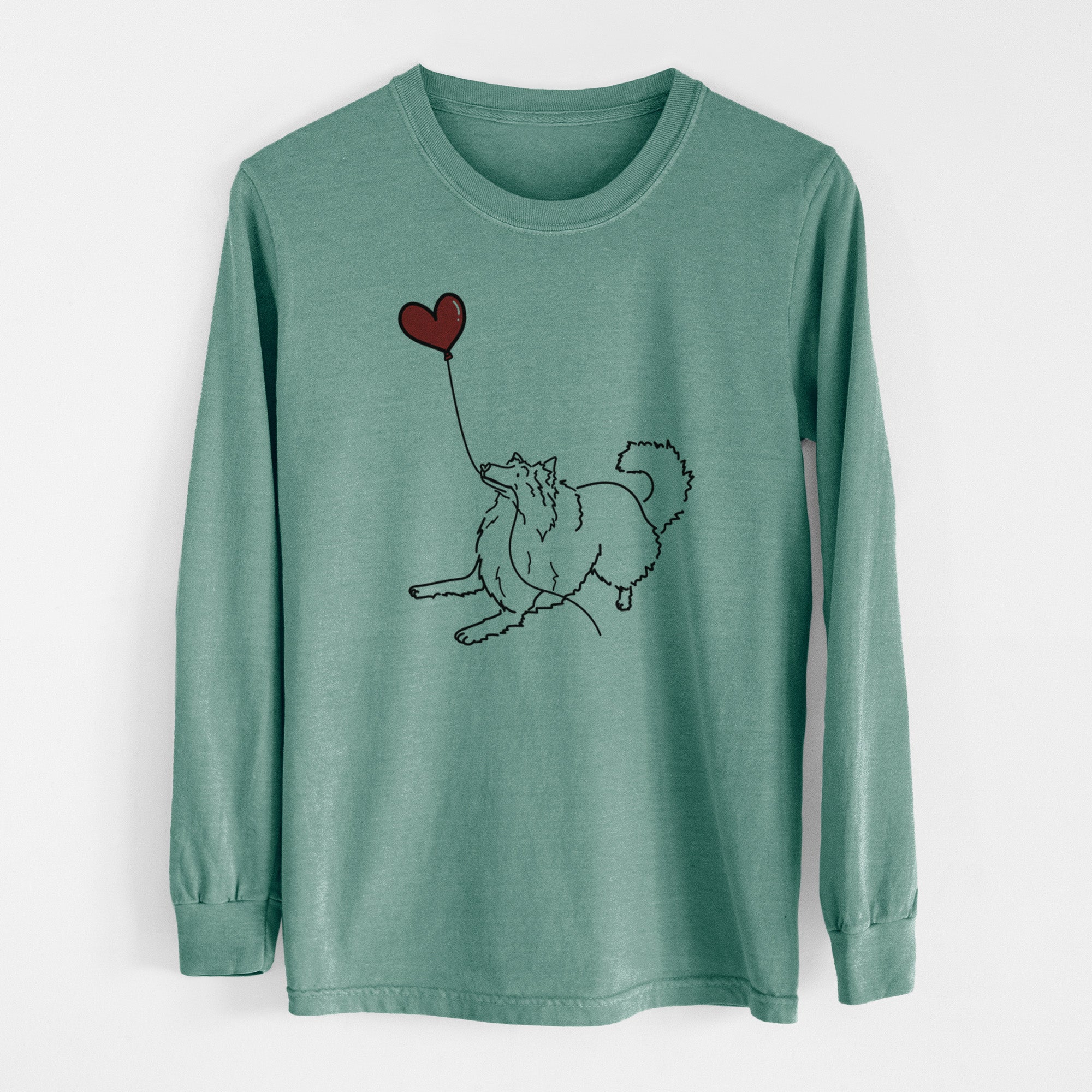 Rough Collie Heart String - Men's Heavyweight 100% Cotton Long Sleeve