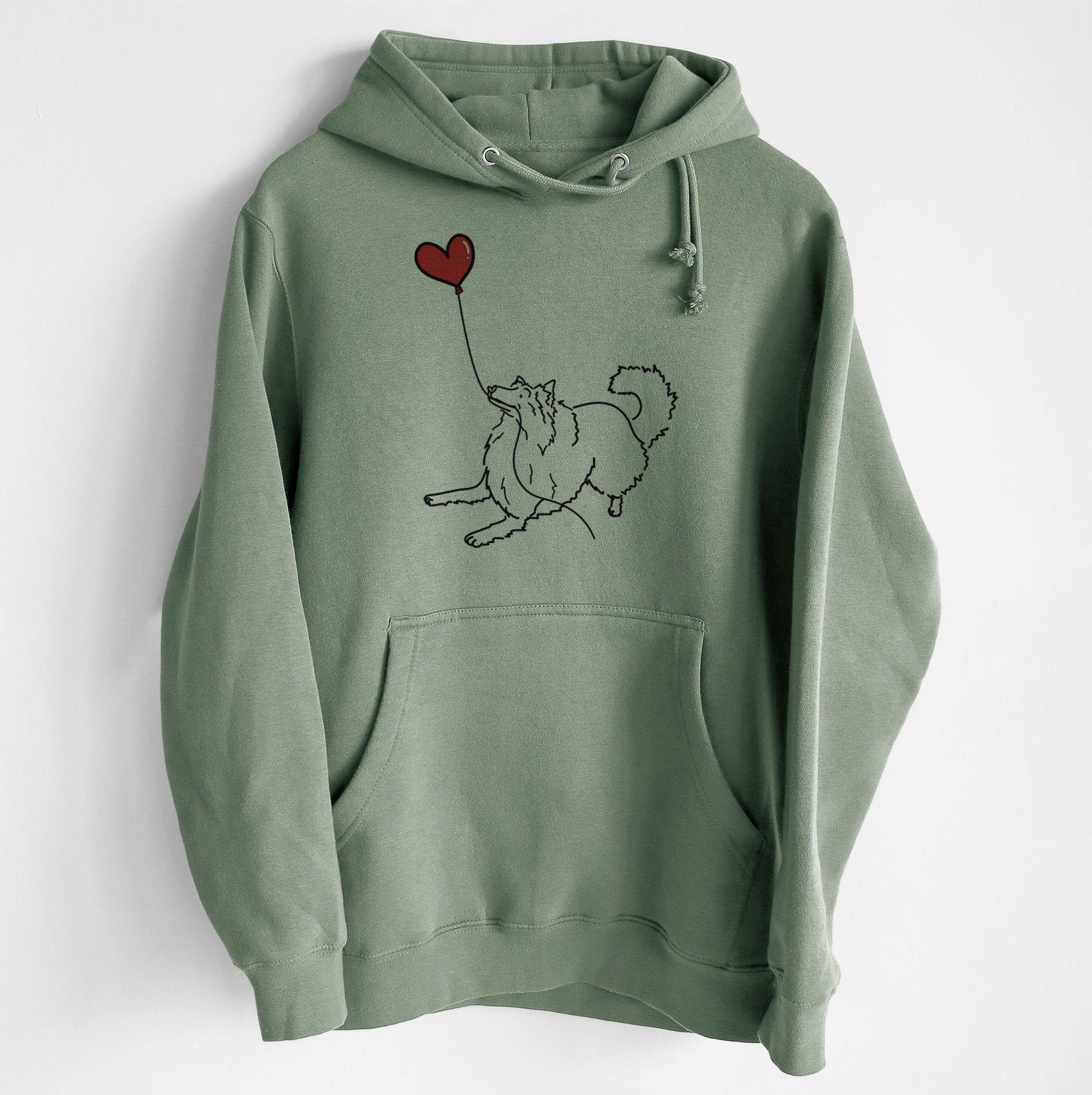 Rough Collie Heart String - Heavyweight Fleece Hoodie