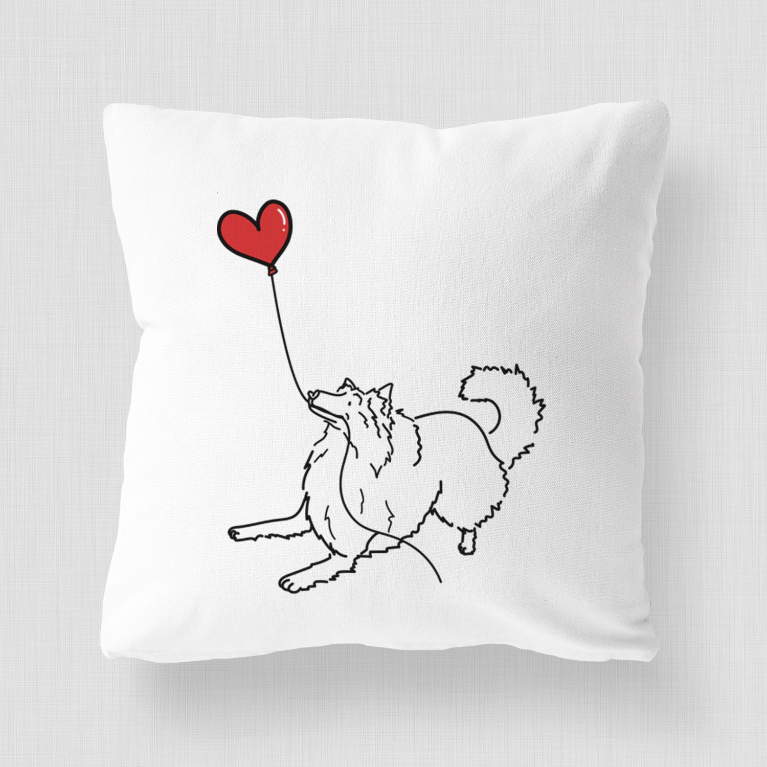 Rough Collie Heart String - Throw Pillow Cover
