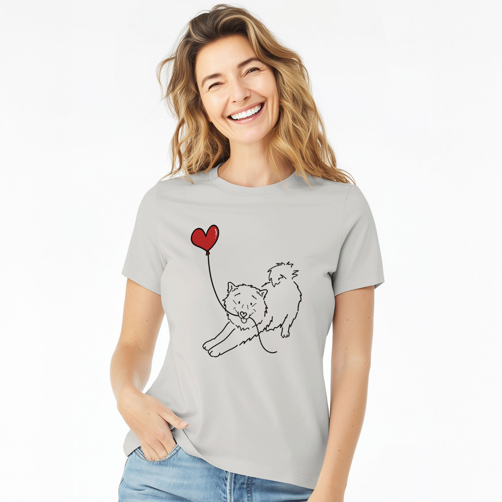 Samoyed Heart String- Women's Lightweight Relaxed Fit 100% Cotton Crewneck
