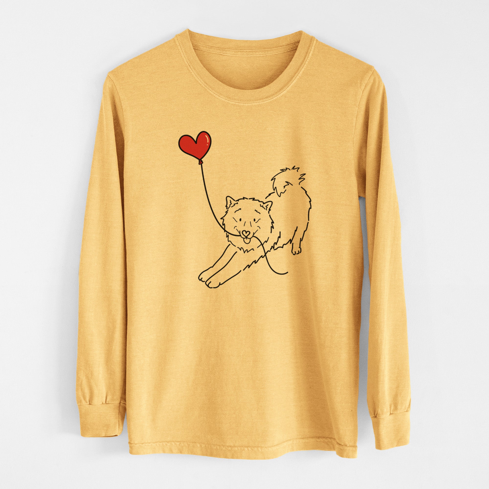 Samoyed Heart String - Men's Heavyweight 100% Cotton Long Sleeve