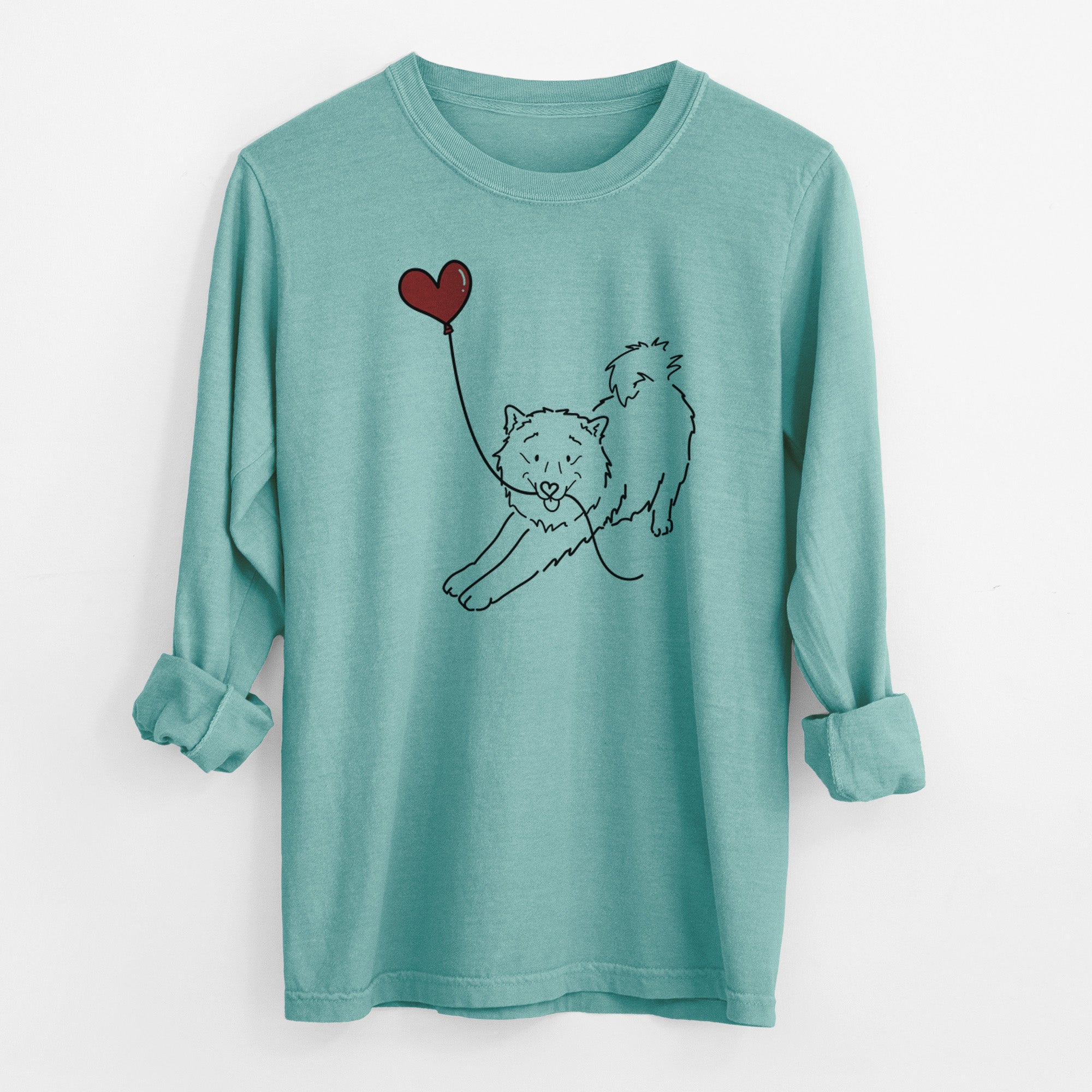 Samoyed Heart String - Men's Heavyweight 100% Cotton Long Sleeve