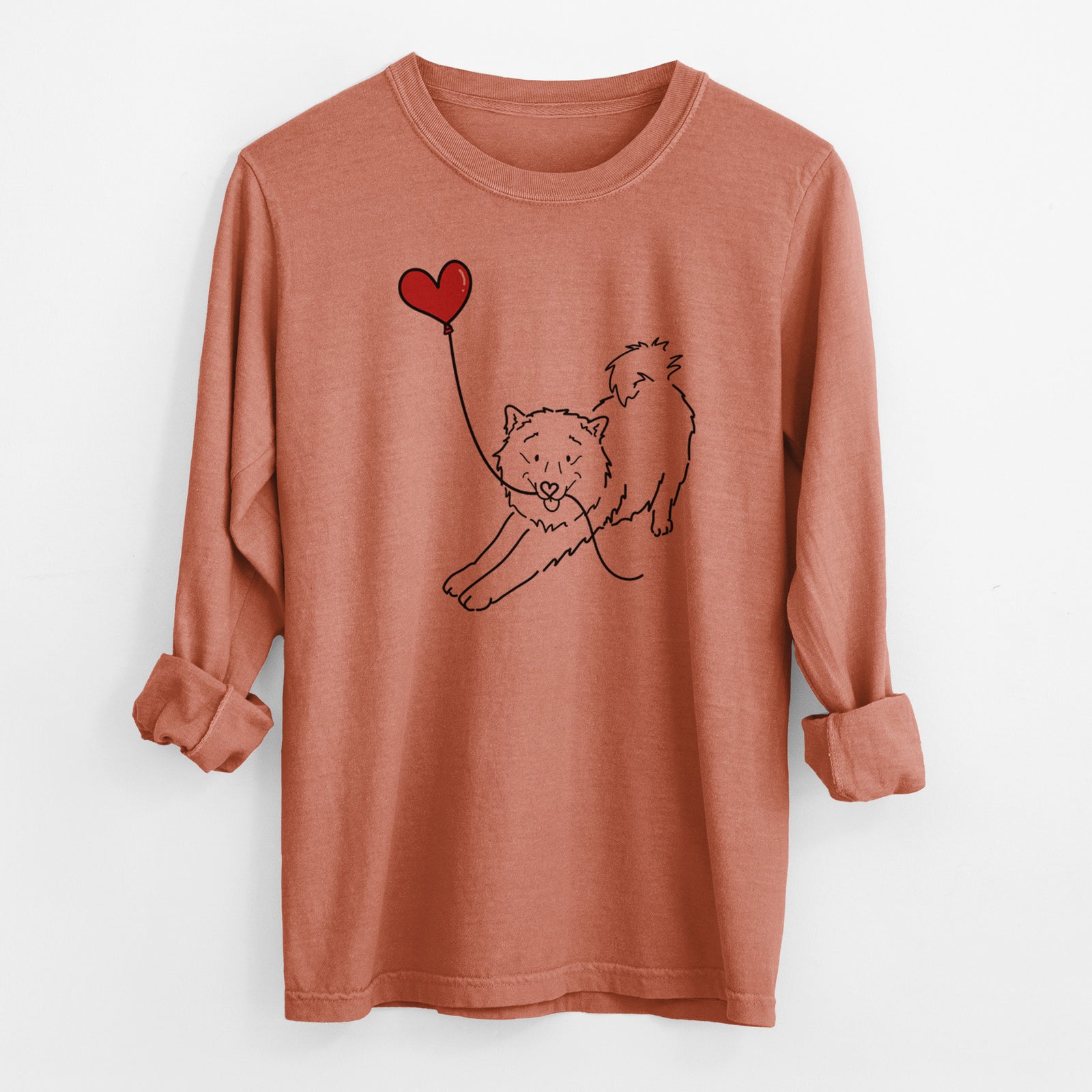 Samoyed Heart String - Men's Heavyweight 100% Cotton Long Sleeve