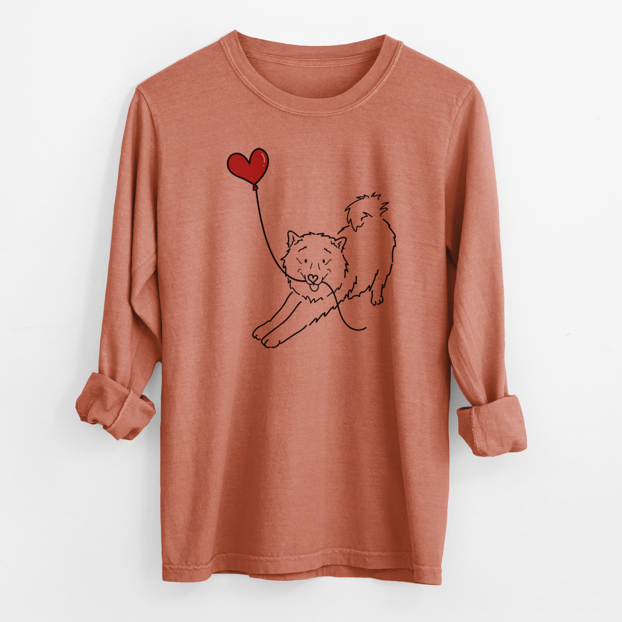 Samoyed Heart String - Men's Heavyweight 100% Cotton Long Sleeve