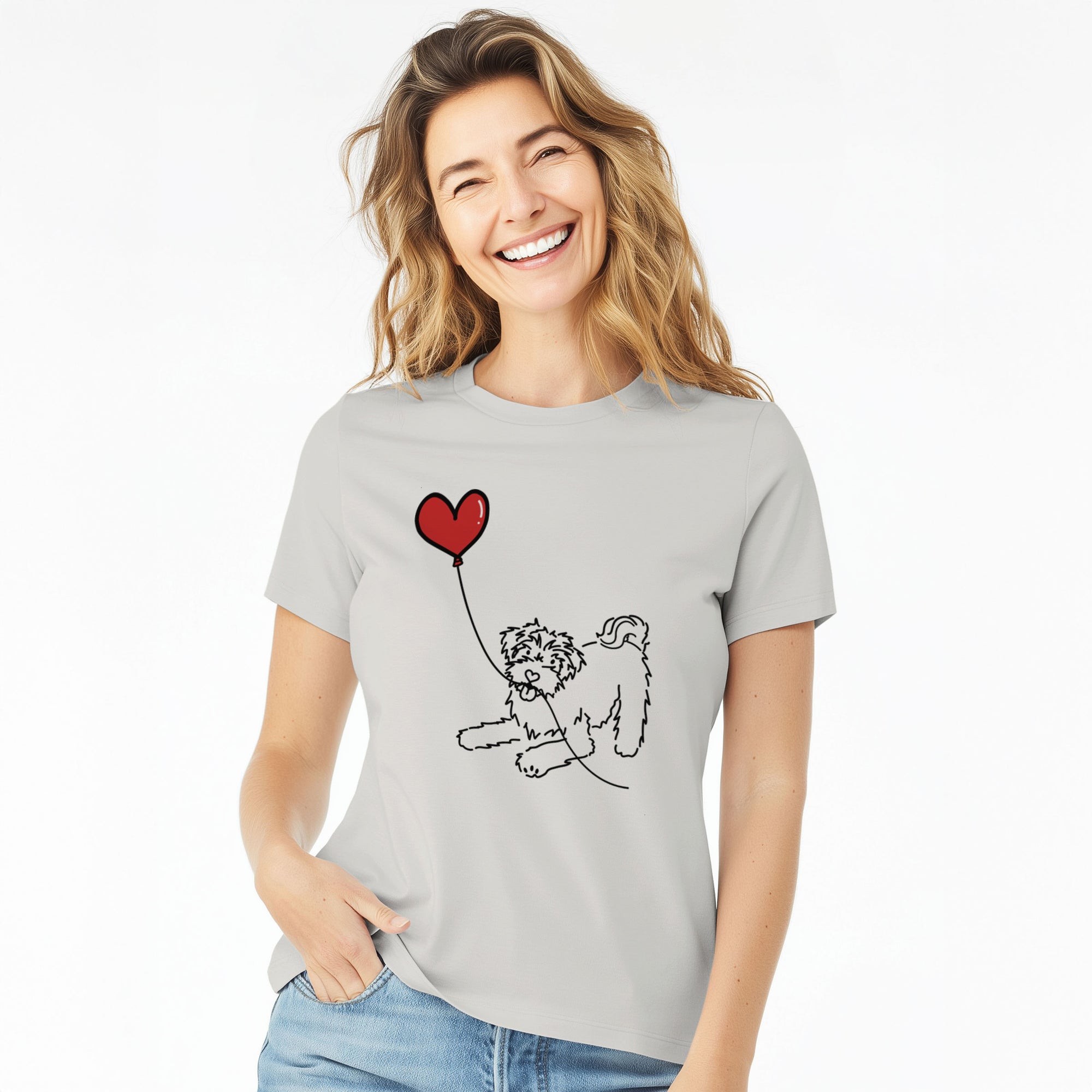 Schnoodle Heart String- Women's Lightweight Relaxed Fit 100% Cotton Crewneck