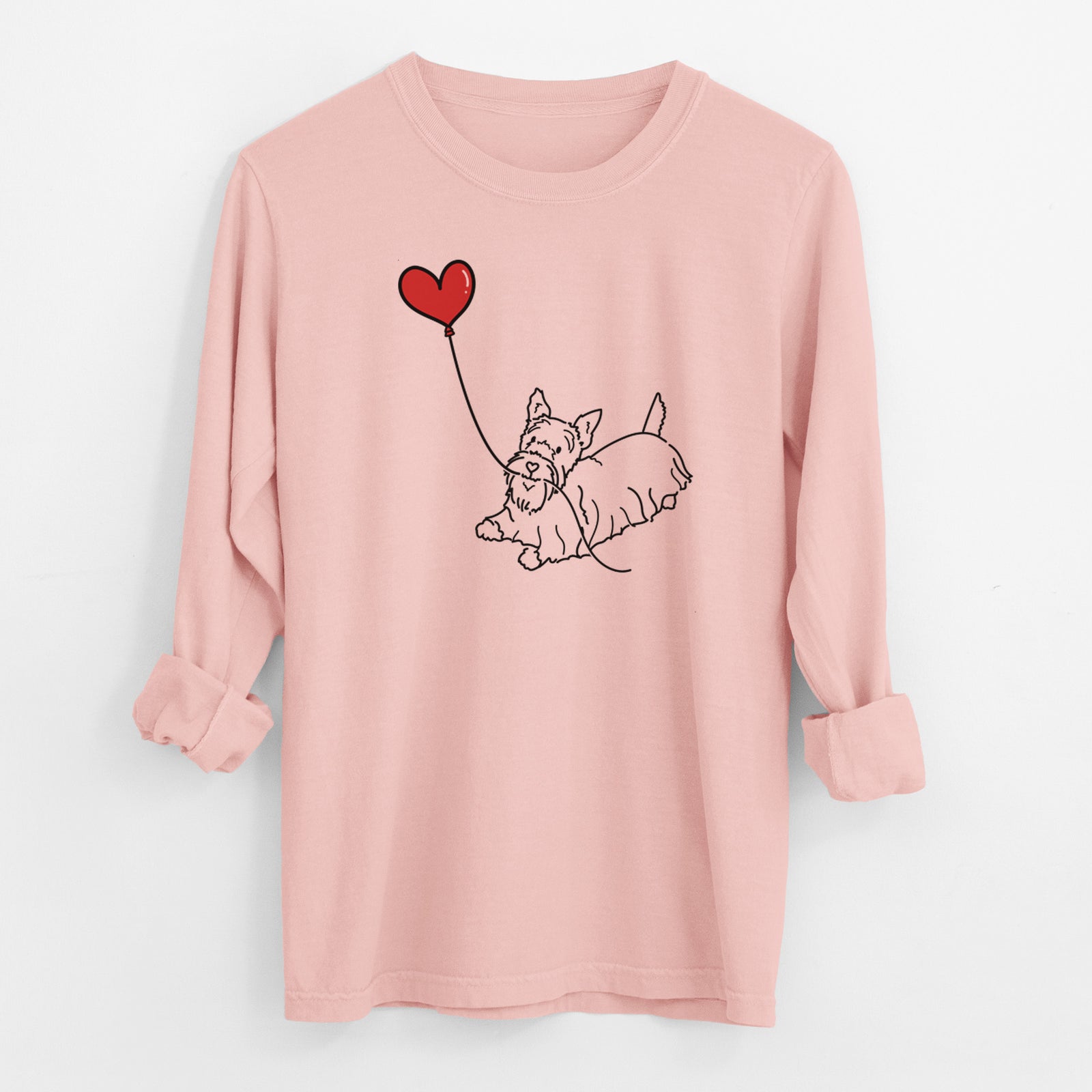 Scottish Terrier Heart String - Men's Heavyweight 100% Cotton Long Sleeve