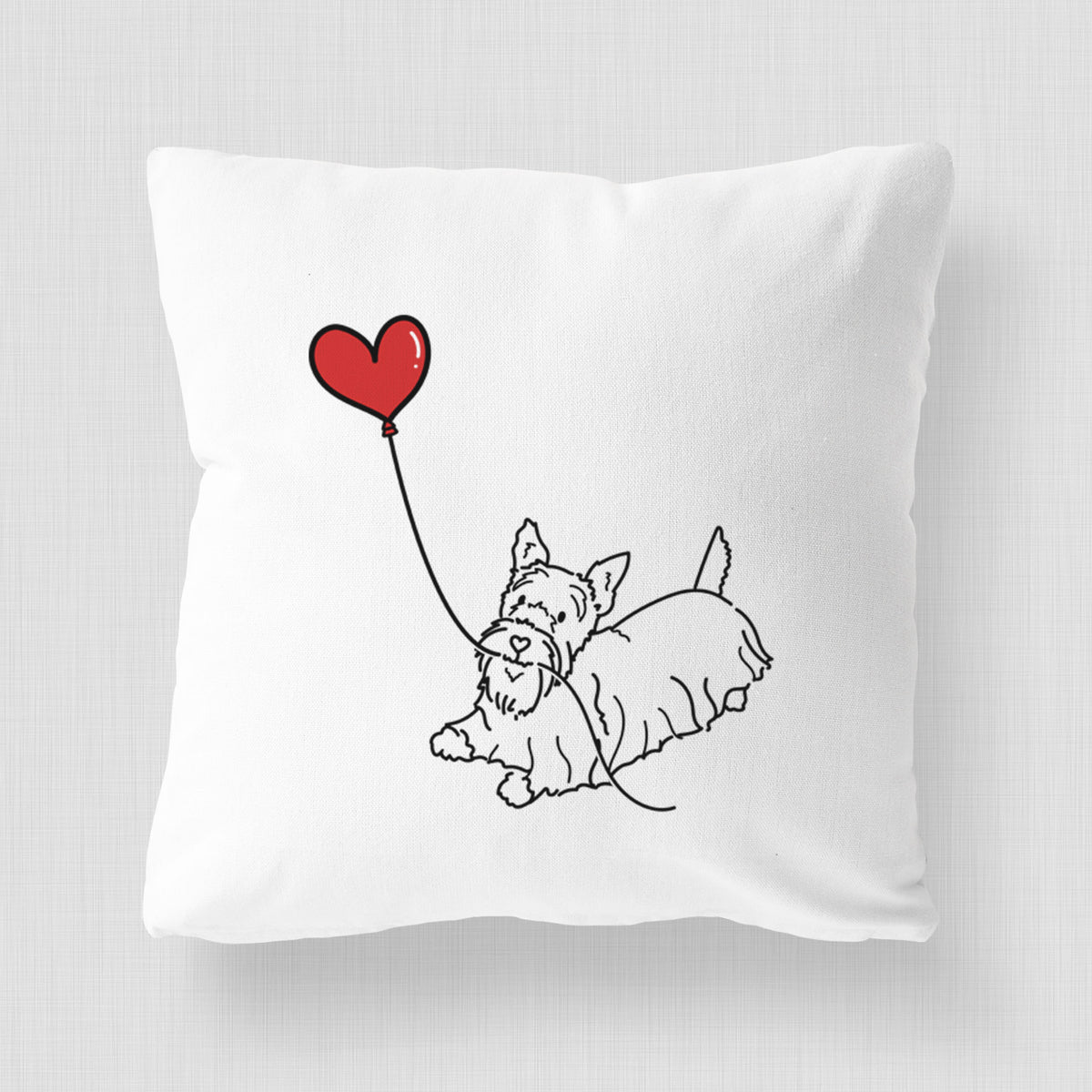 Scottish Terrier Heart String - Throw Pillow Cover