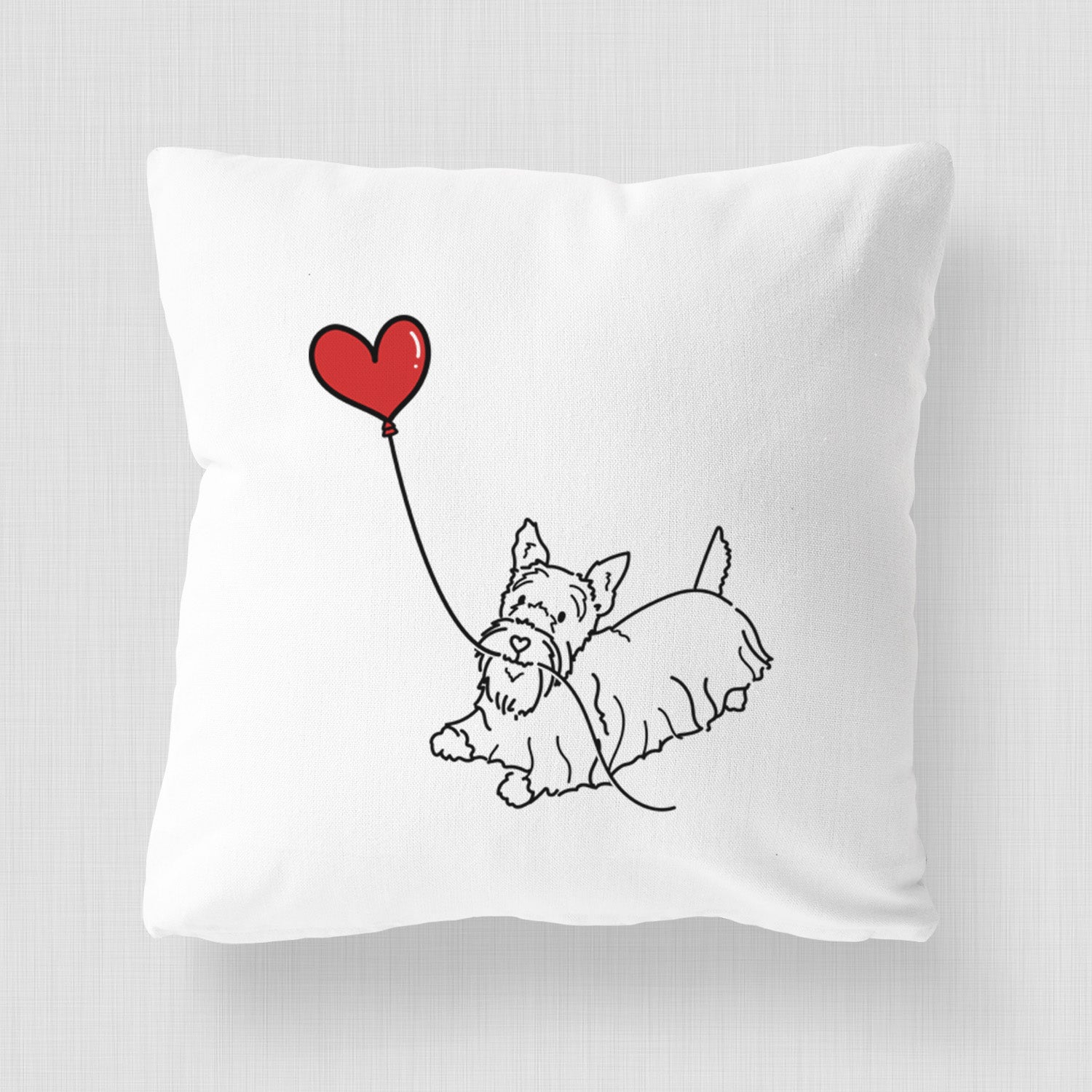 Scottish Terrier Heart String - Throw Pillow Cover