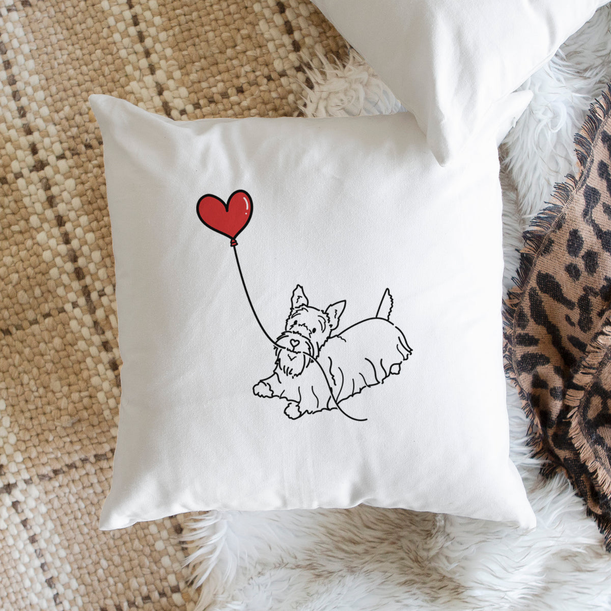 Scottish Terrier Heart String - Throw Pillow Cover