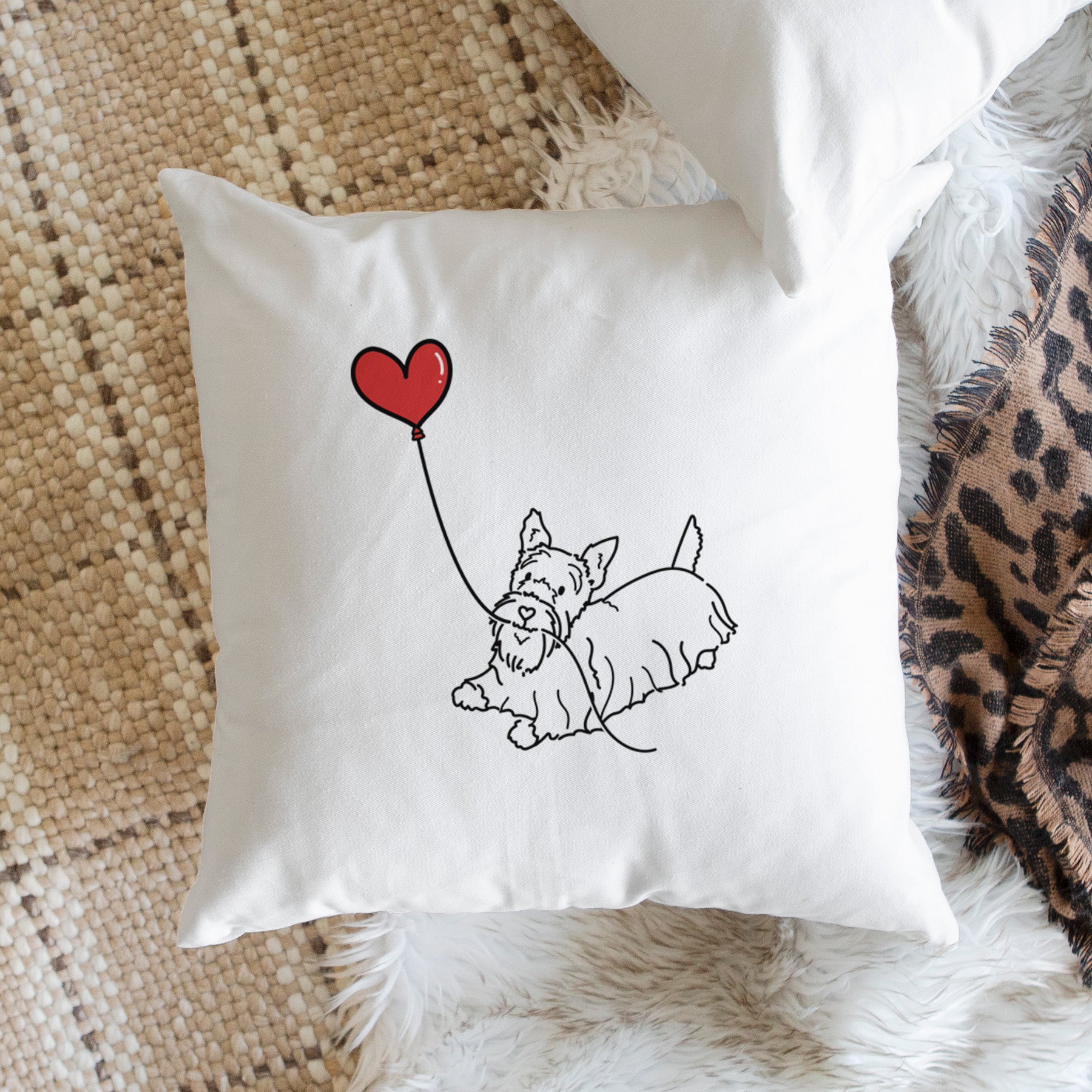 Scottish Terrier Heart String - Throw Pillow Cover