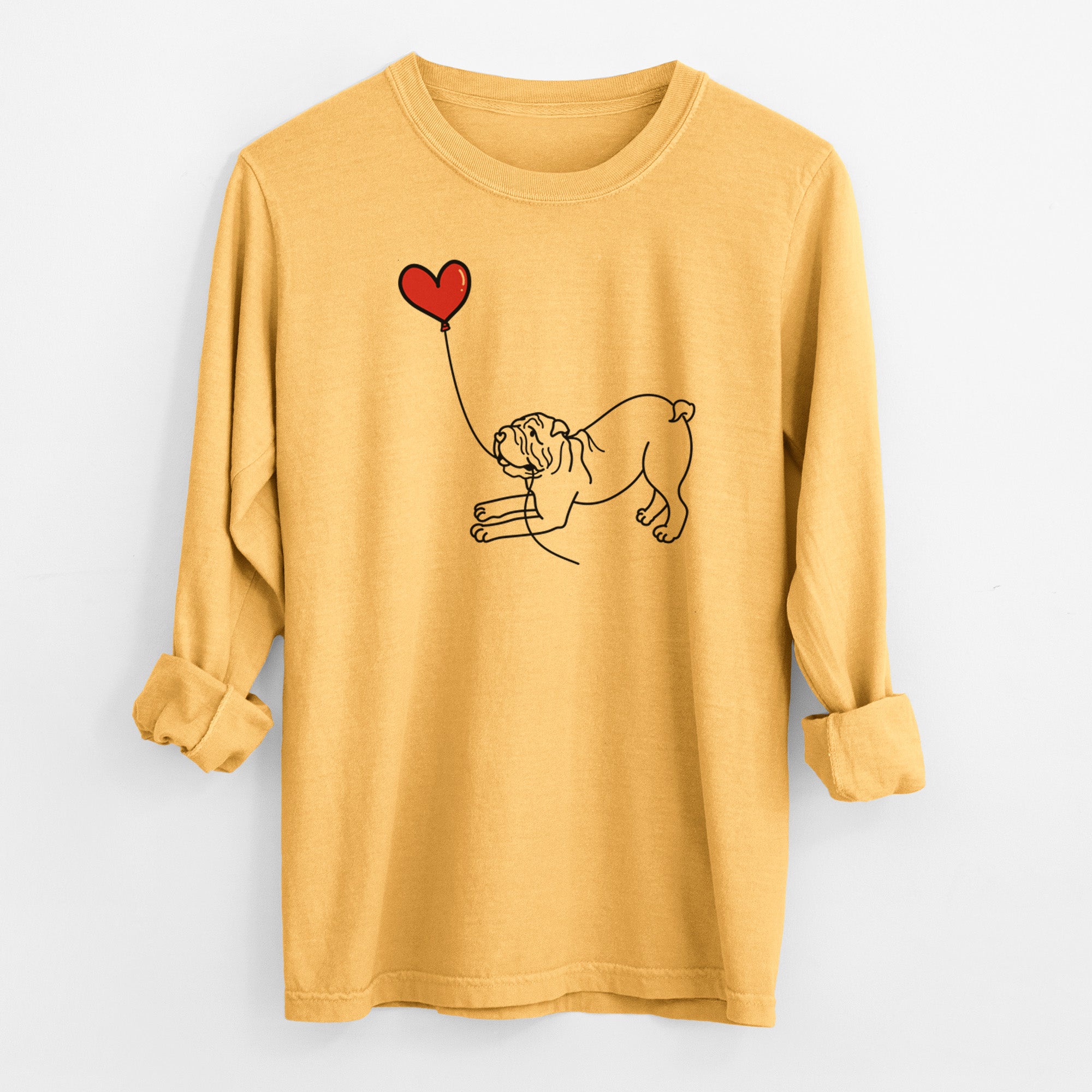 Shar Pei Heart String - Men's Heavyweight 100% Cotton Long Sleeve