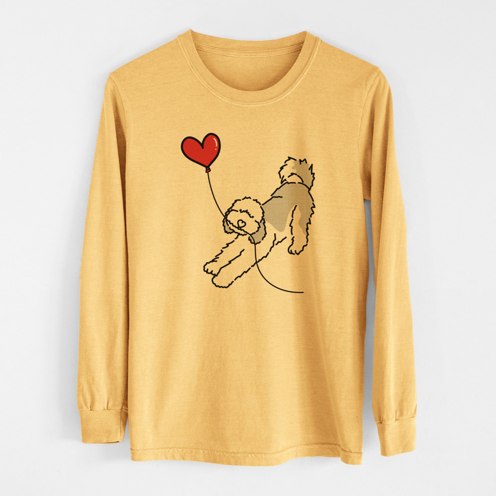 Sheepadoodle Heart String - Men's Heavyweight 100% Cotton Long Sleeve