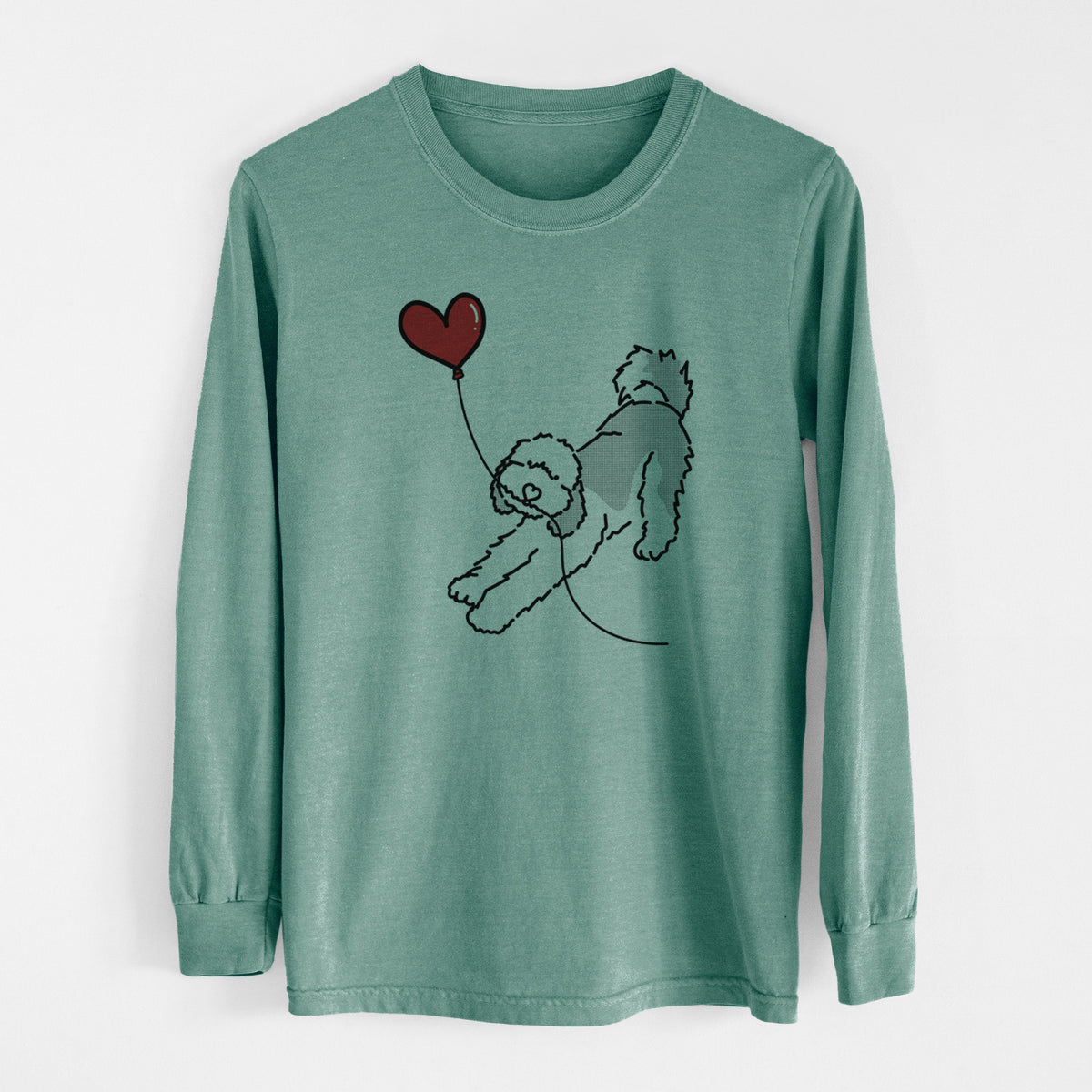 Sheepadoodle Heart String - Men's Heavyweight 100% Cotton Long Sleeve