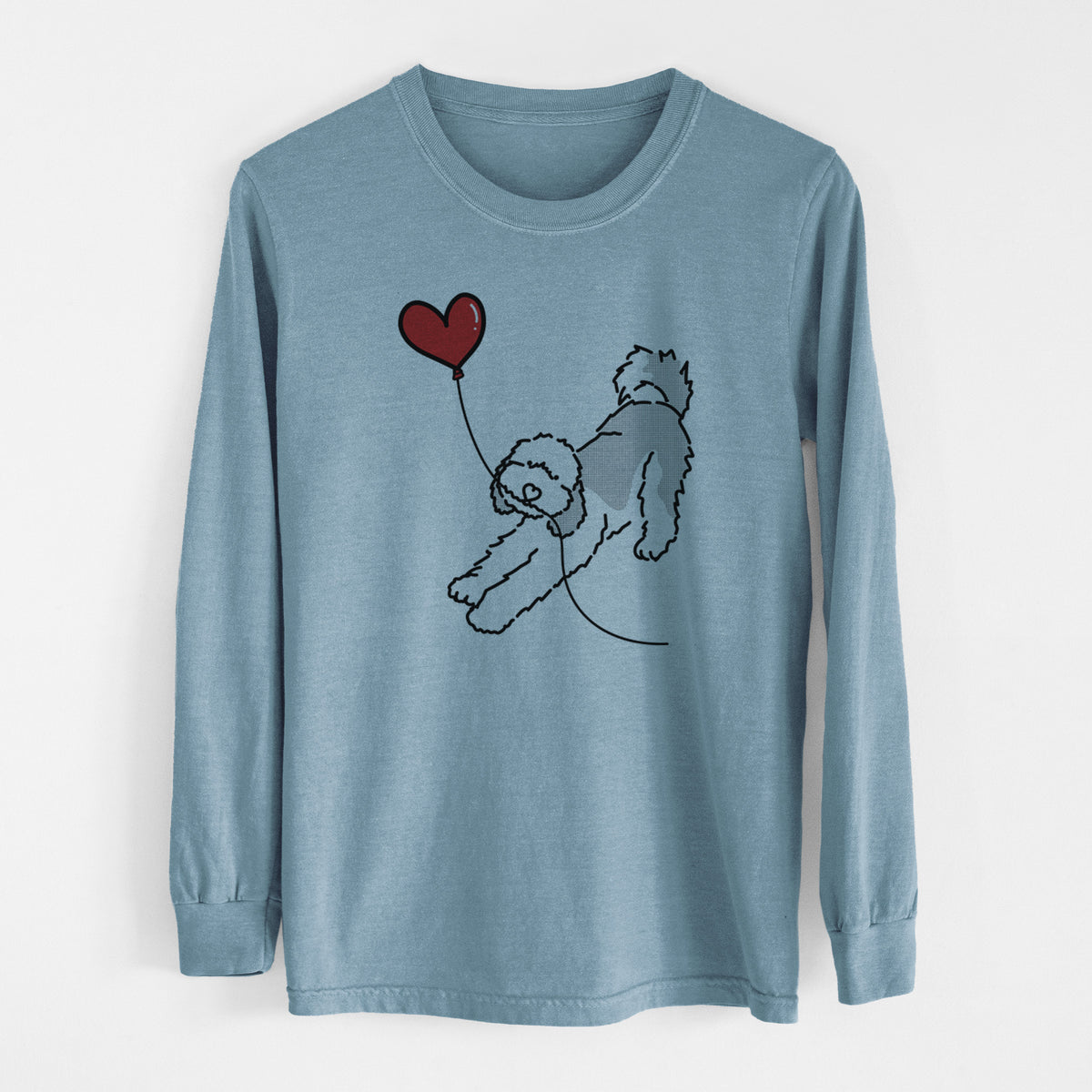 Sheepadoodle Heart String - Men's Heavyweight 100% Cotton Long Sleeve