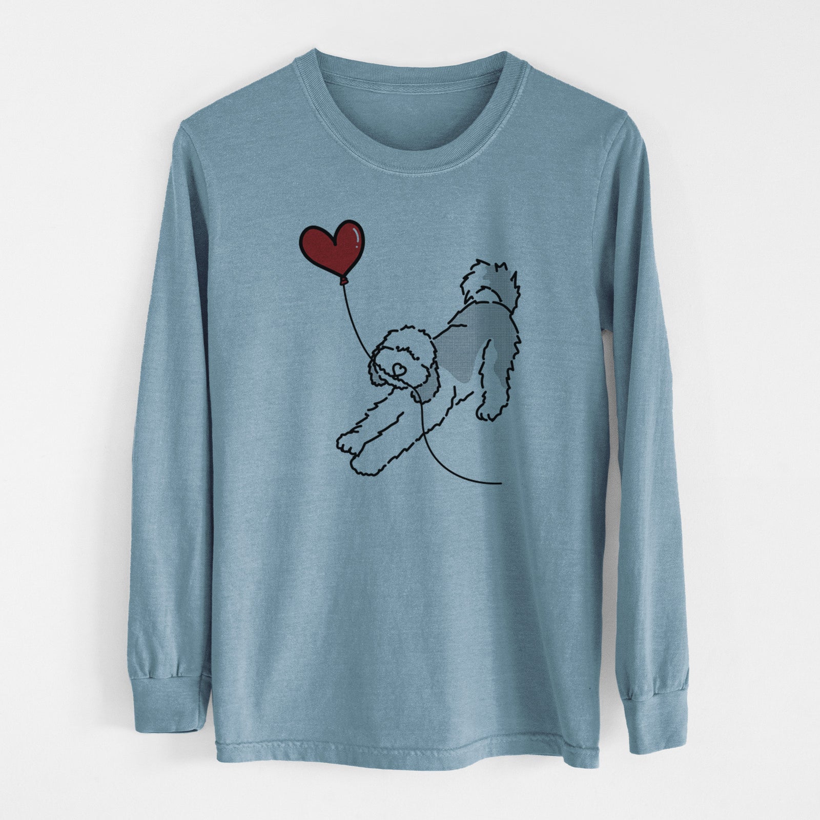 Sheepadoodle Heart String - Men's Heavyweight 100% Cotton Long Sleeve
