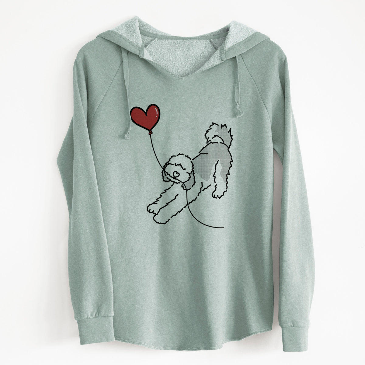 Sheepadoodle Heart String - Cali Wave Hooded Sweatshirt