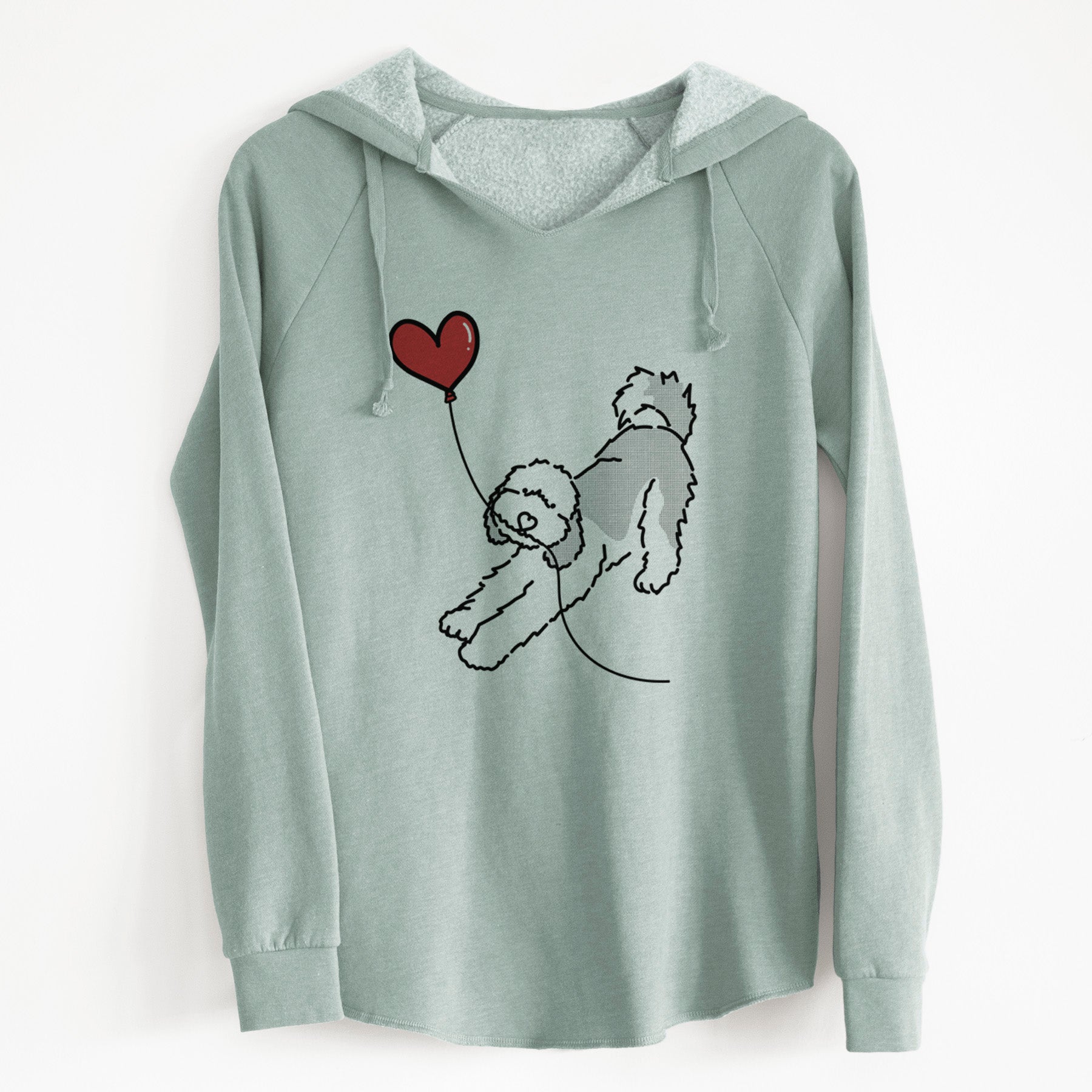 Sheepadoodle Heart String - Cali Wave Hooded Sweatshirt