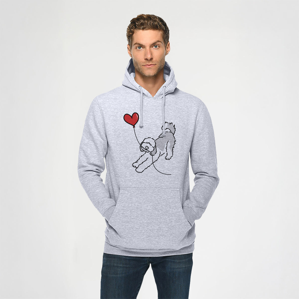 Sheepadoodle Heart String - Heavyweight Fleece Hoodie