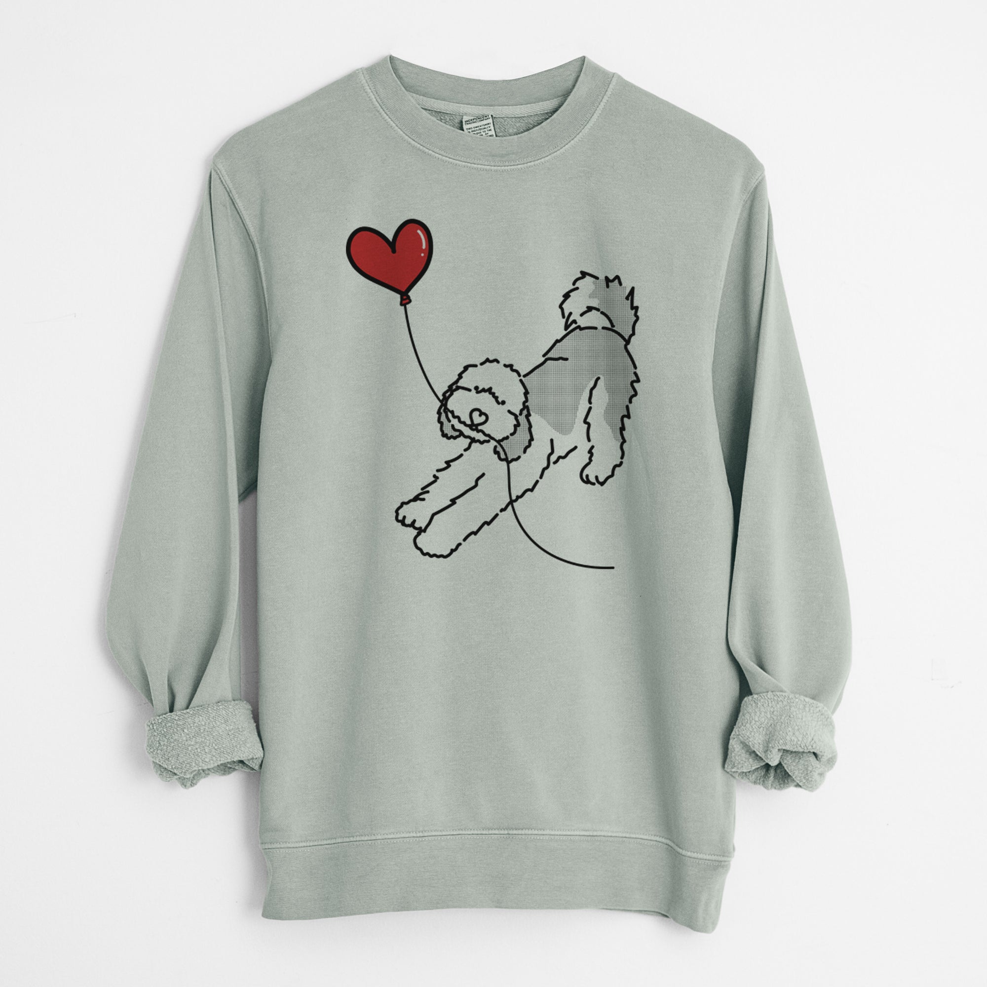 Sheepadoodle Heart String - Unisex Pigment Dyed Crew Sweatshirt